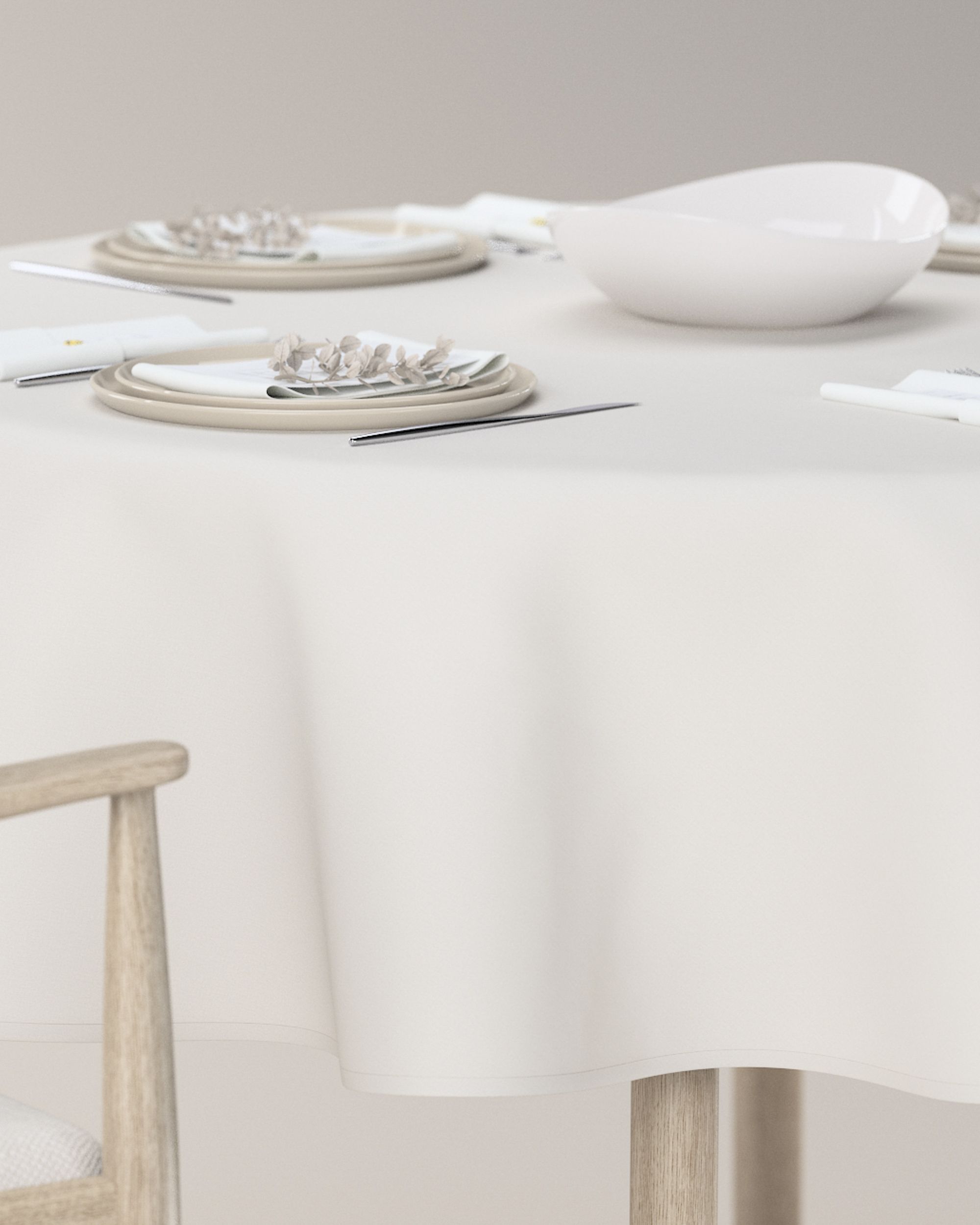 Round tablecloth product colour white fabric semi-sheer, structured (hover)