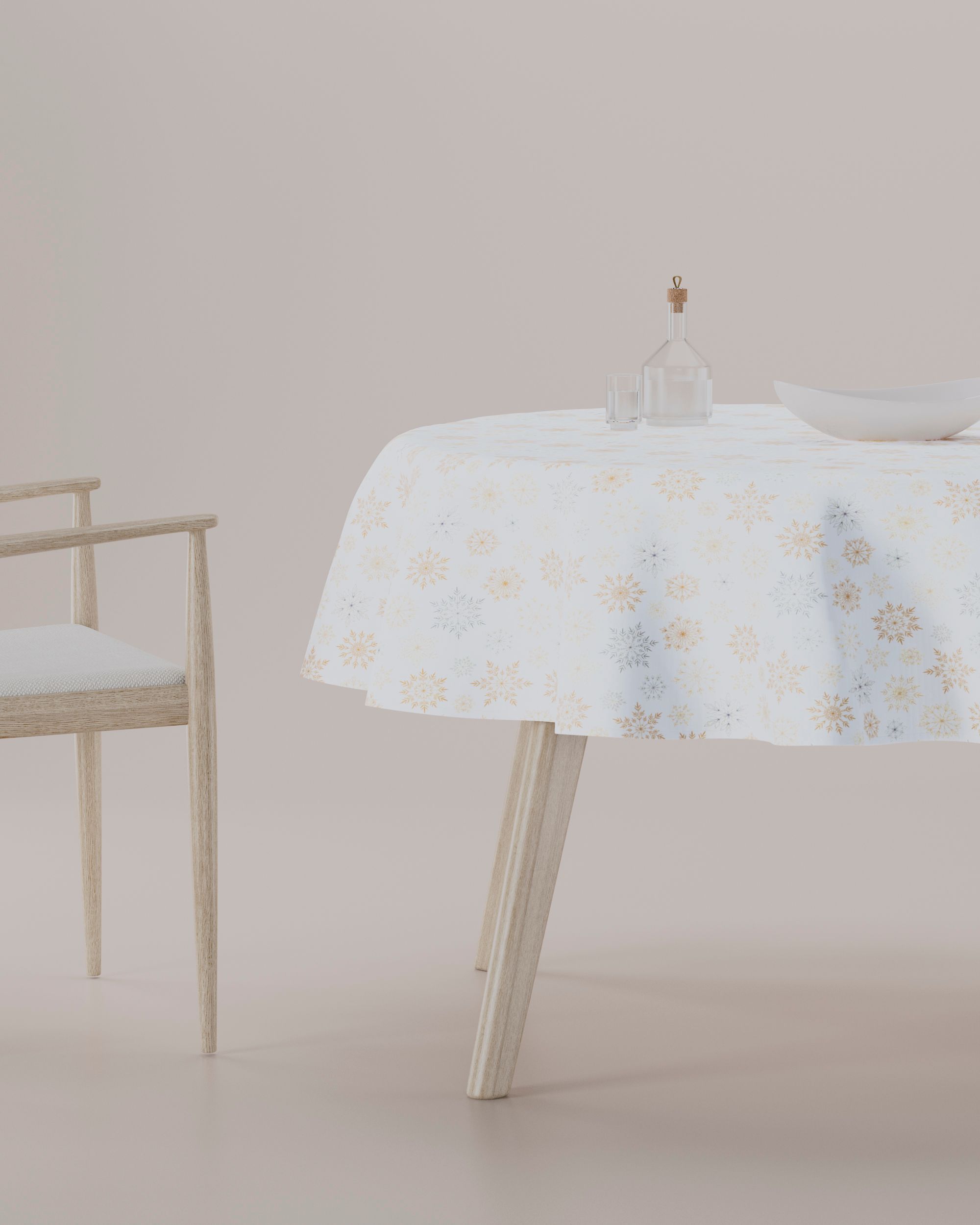 Round tablecloth product colour white fabric patterned