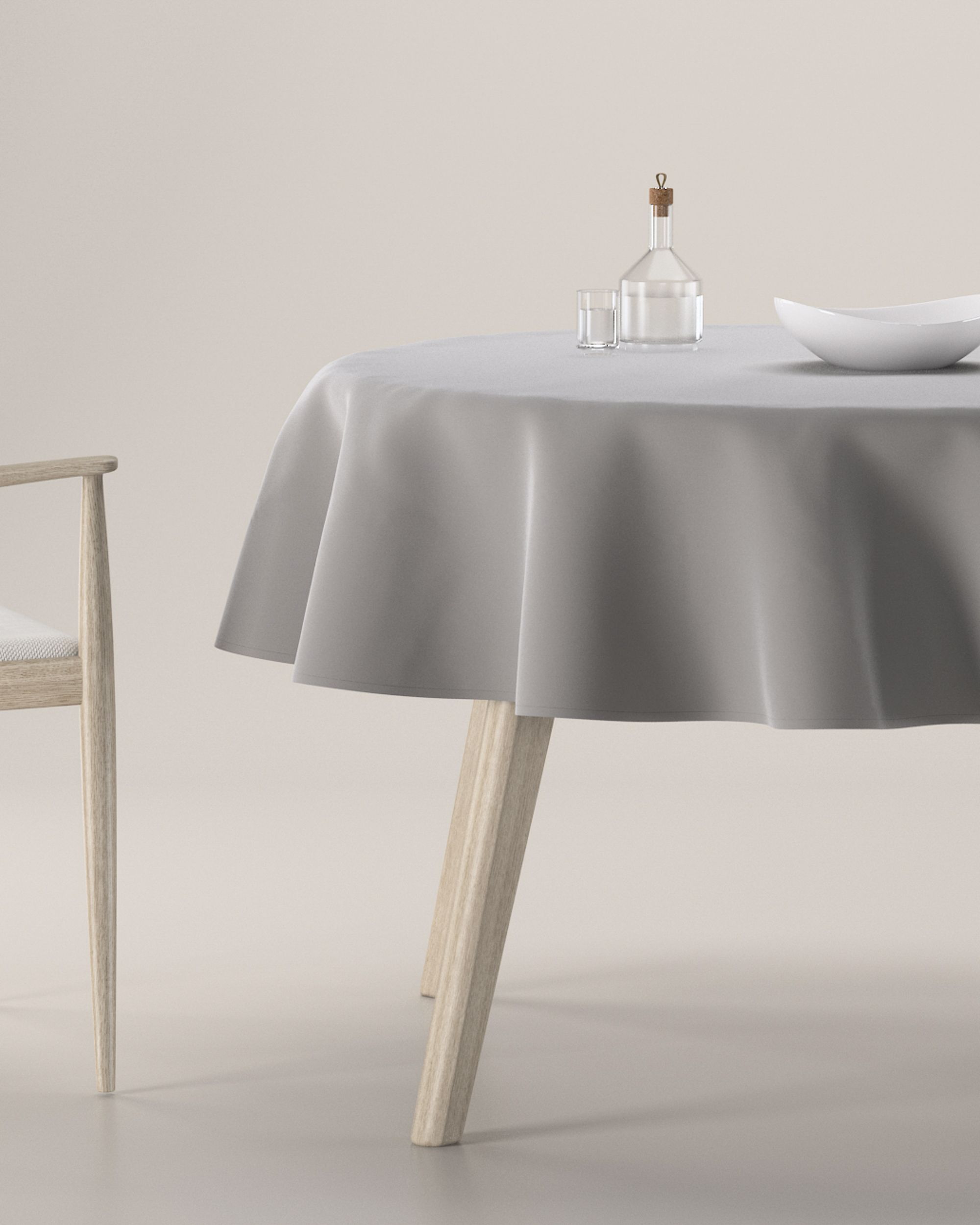Round tablecloth product colour grey fabric gloss, velvet