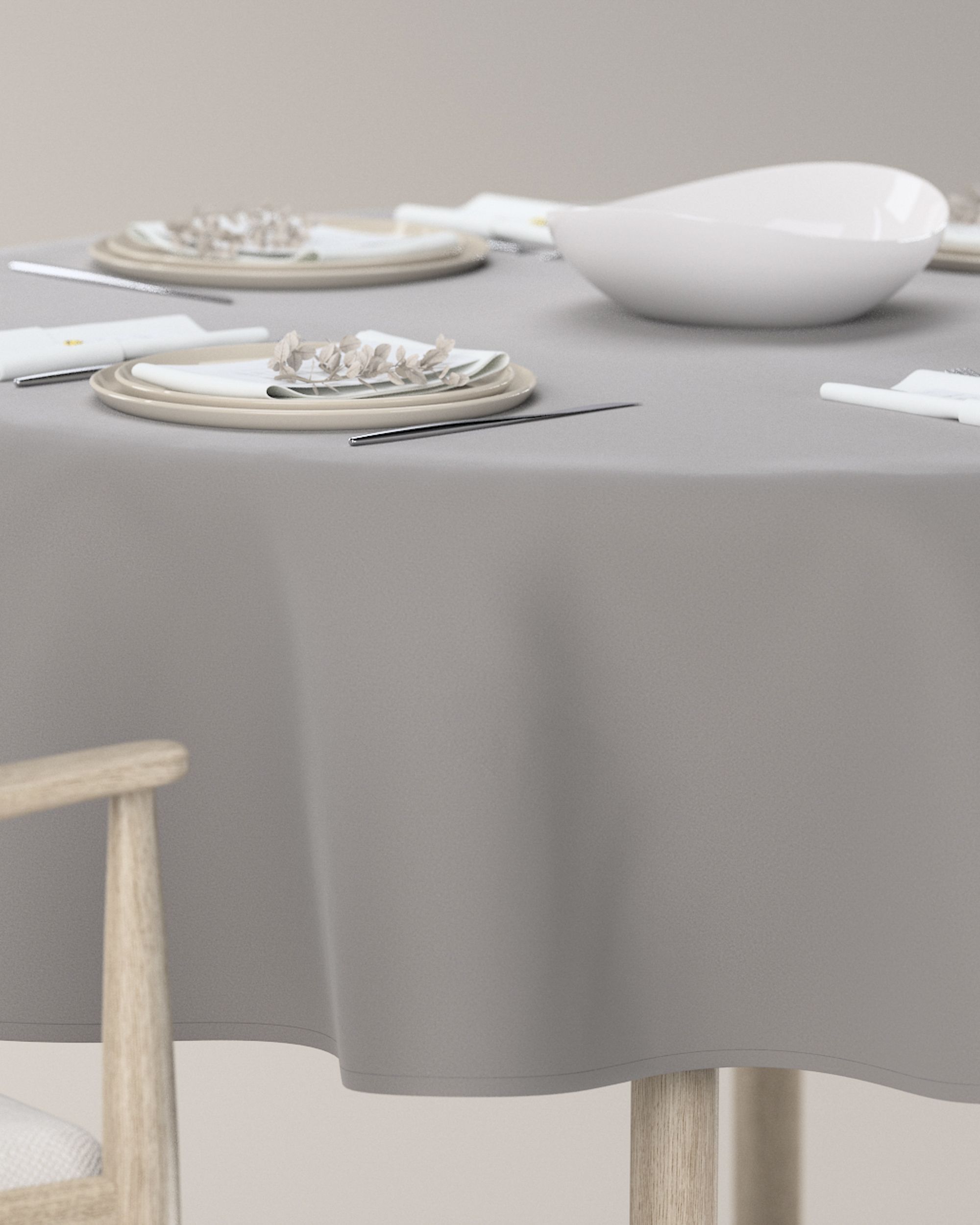 Round tablecloth product colour grey fabric gloss, velvet (hover)