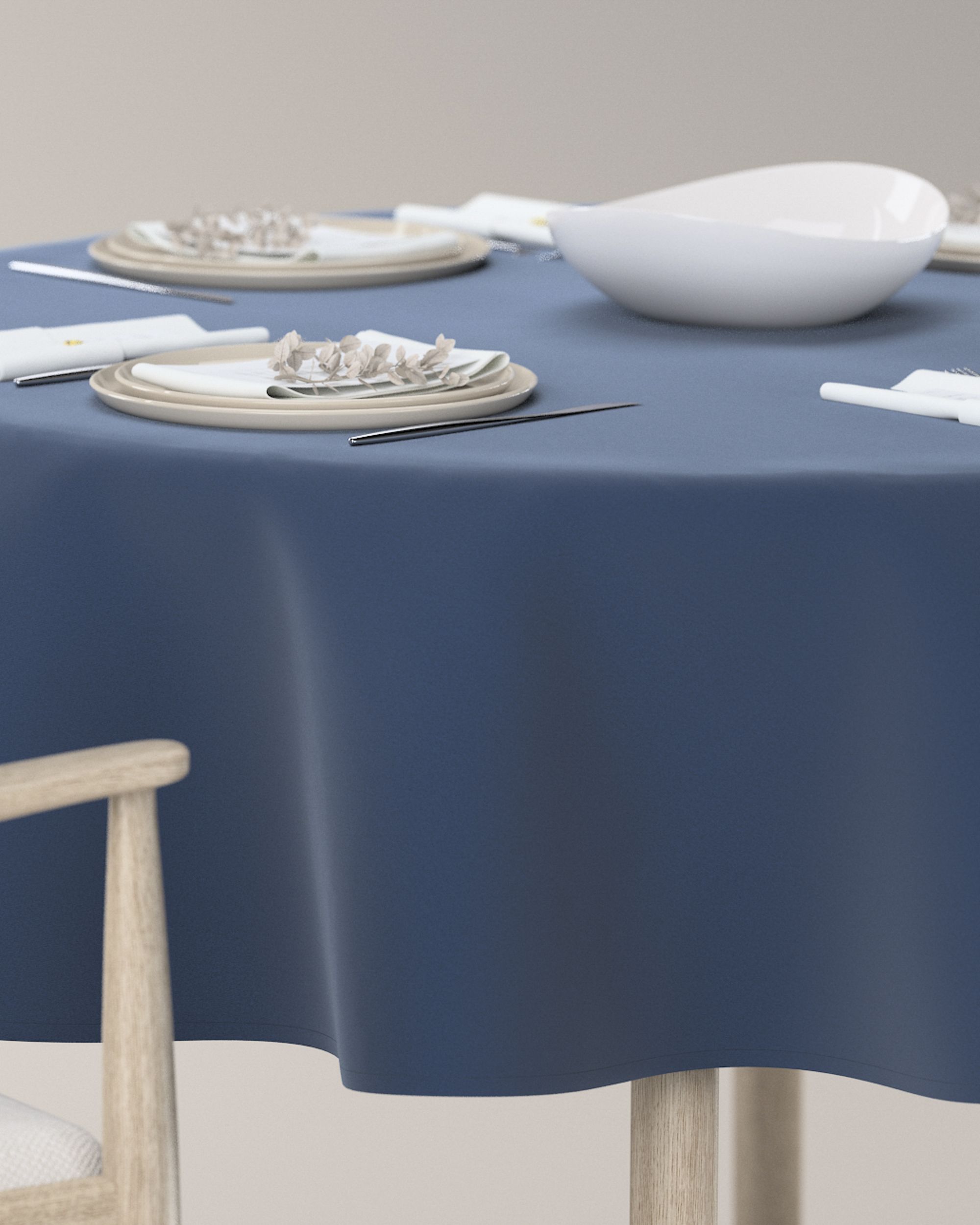 Round tablecloth product colour navy blue fabric gloss, velvet (hover)