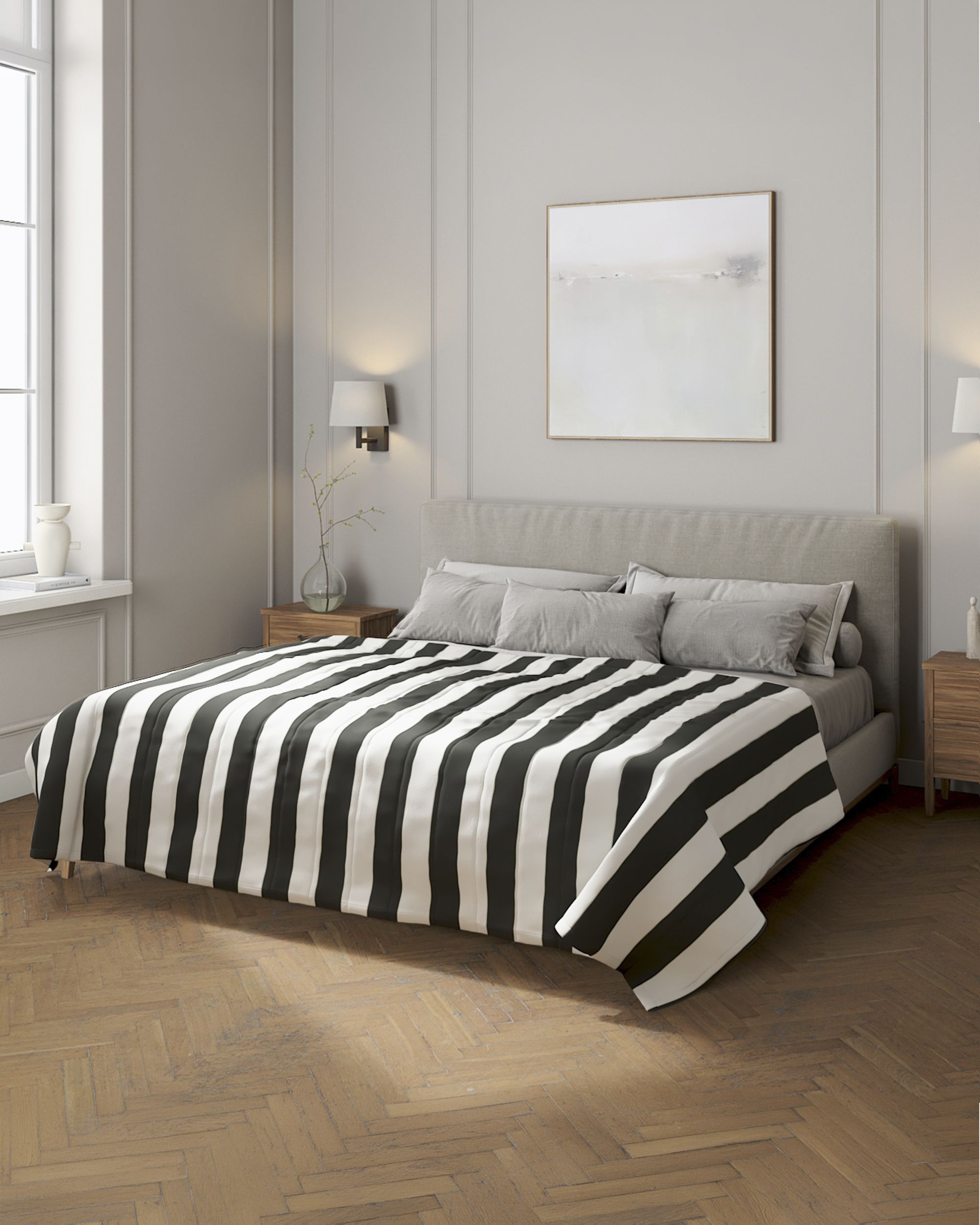Stripe quilted throw product colour black fabric patterned