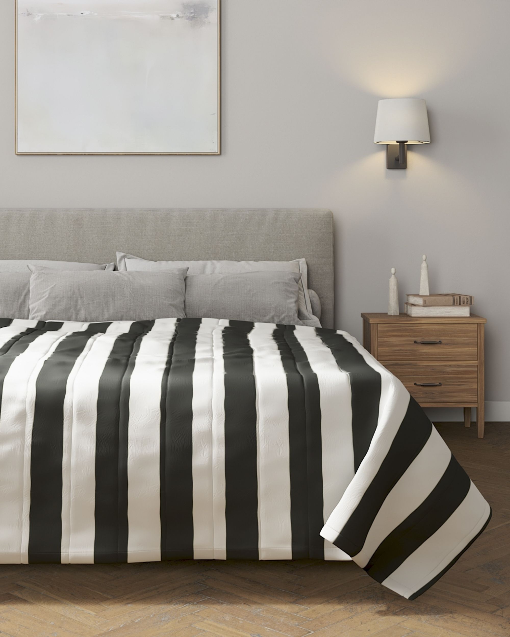 Stripe quilted throw product colour black fabric patterned (hover)