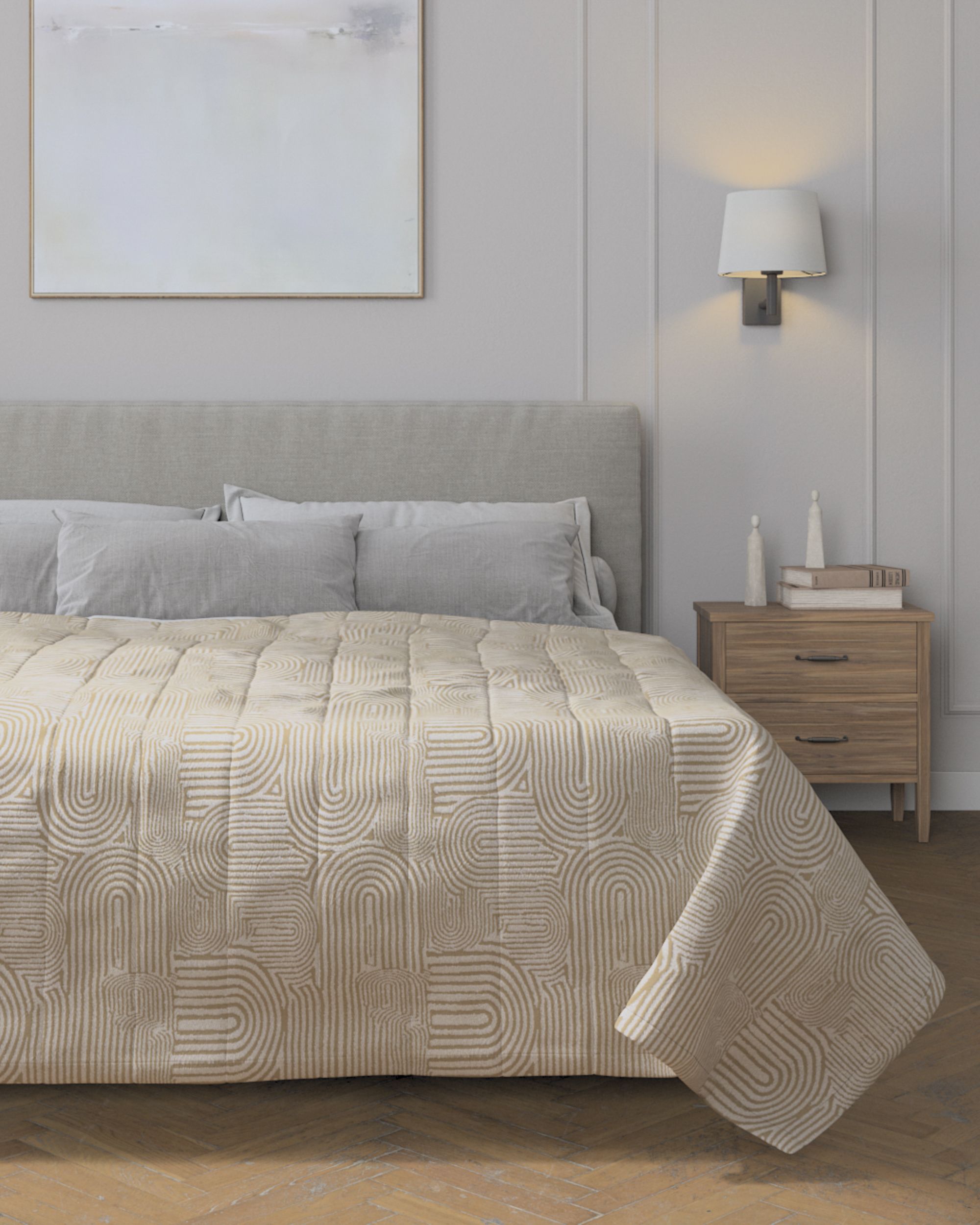 Stripe quilted throw product colour beige fabric structured, patterned (hover)