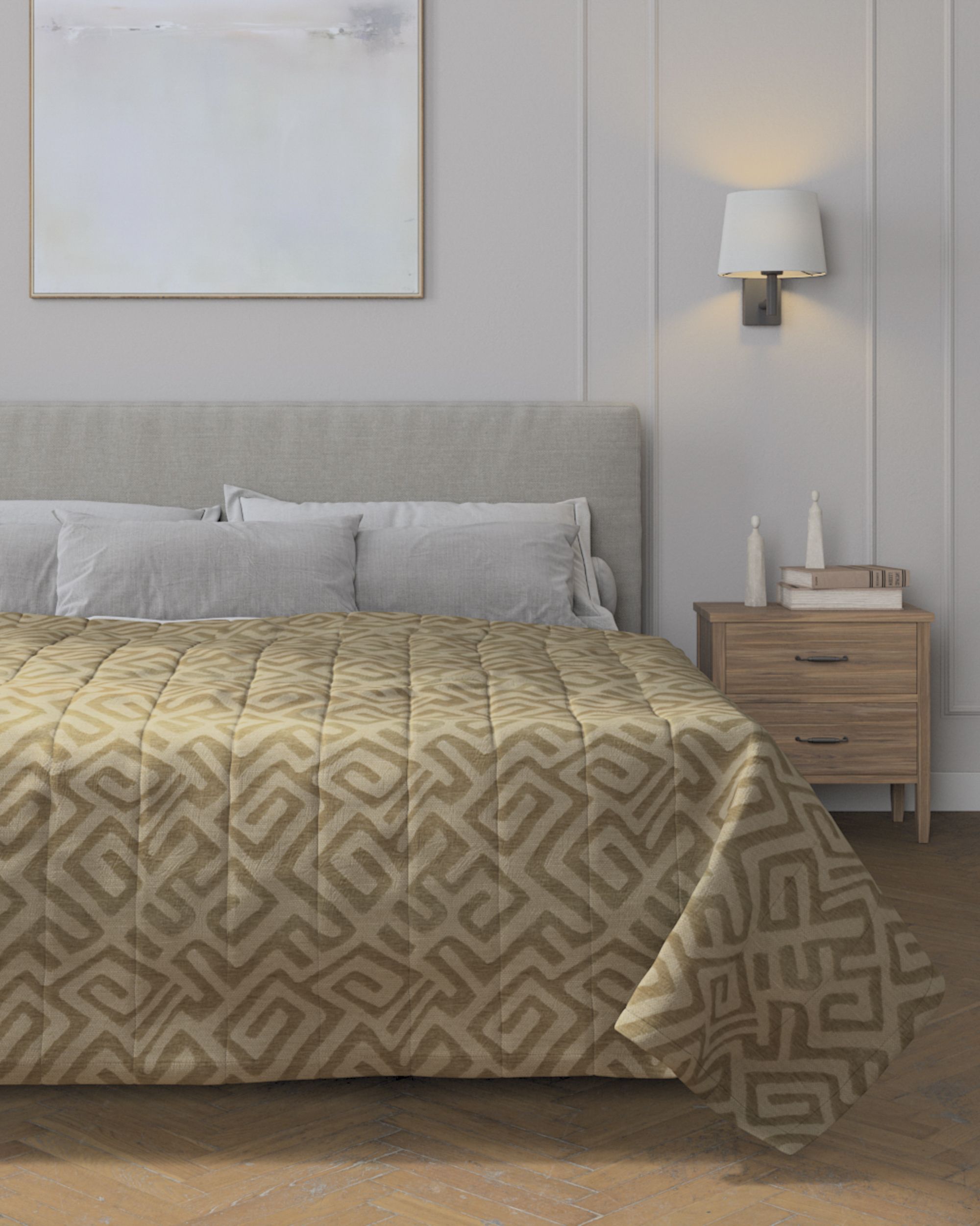Stripe quilted throw product colour beige fabric structured, patterned (hover)