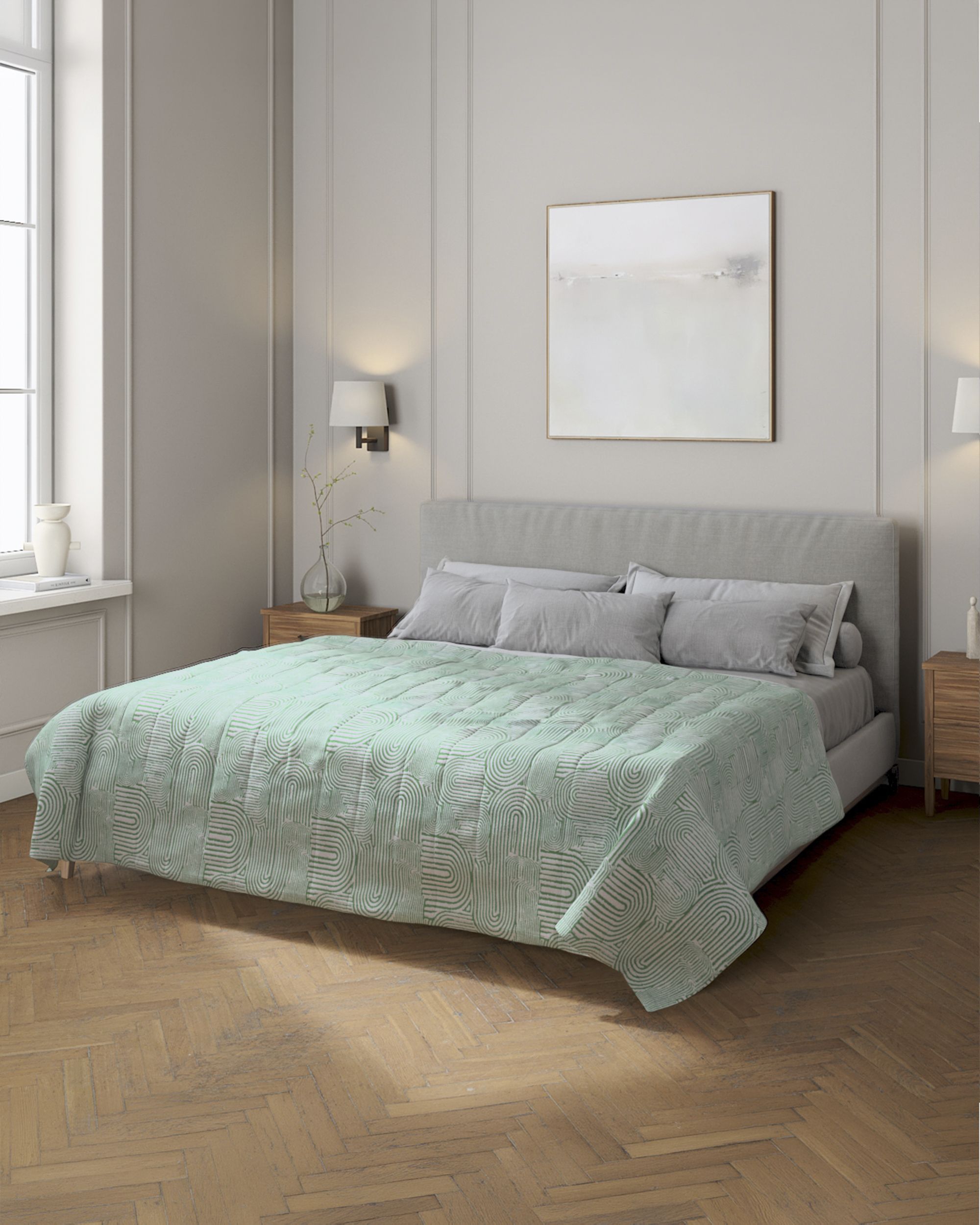 Stripe quilted throw product colour green fabric structured, patterned