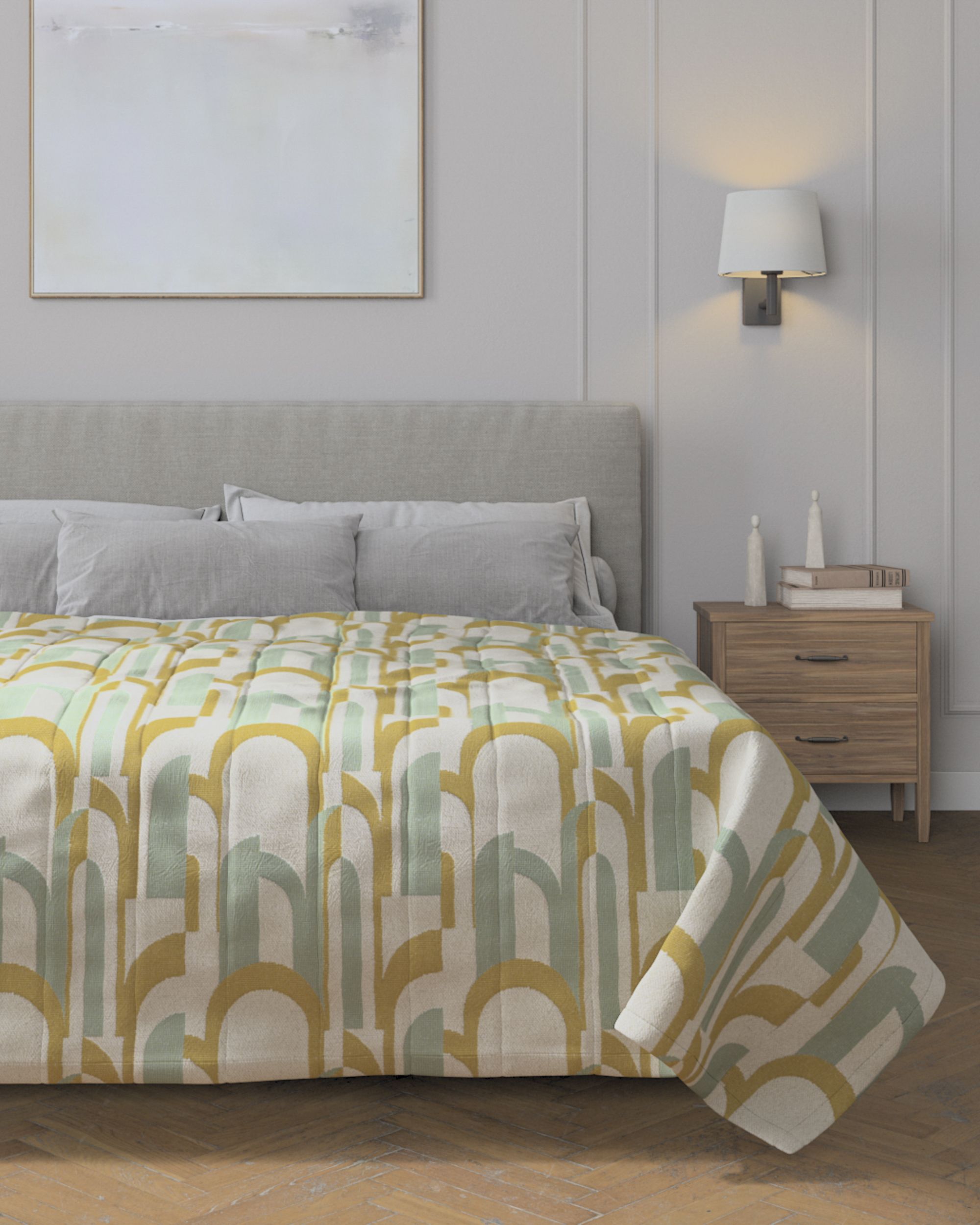 Stripe quilted throw product colour green fabric structured, patterned (hover)