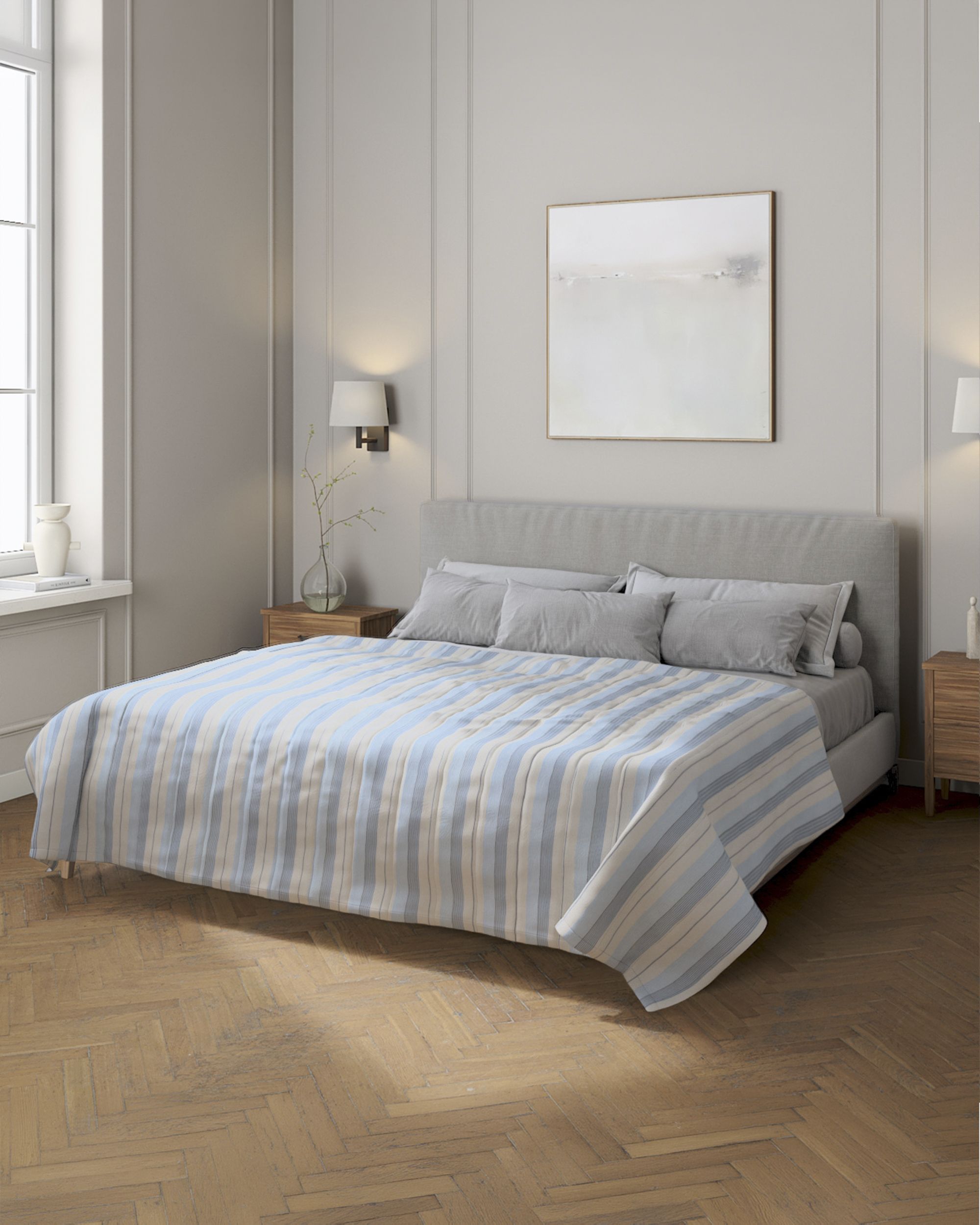 Stripe quilted throw product colour blue fabric structured, patterned