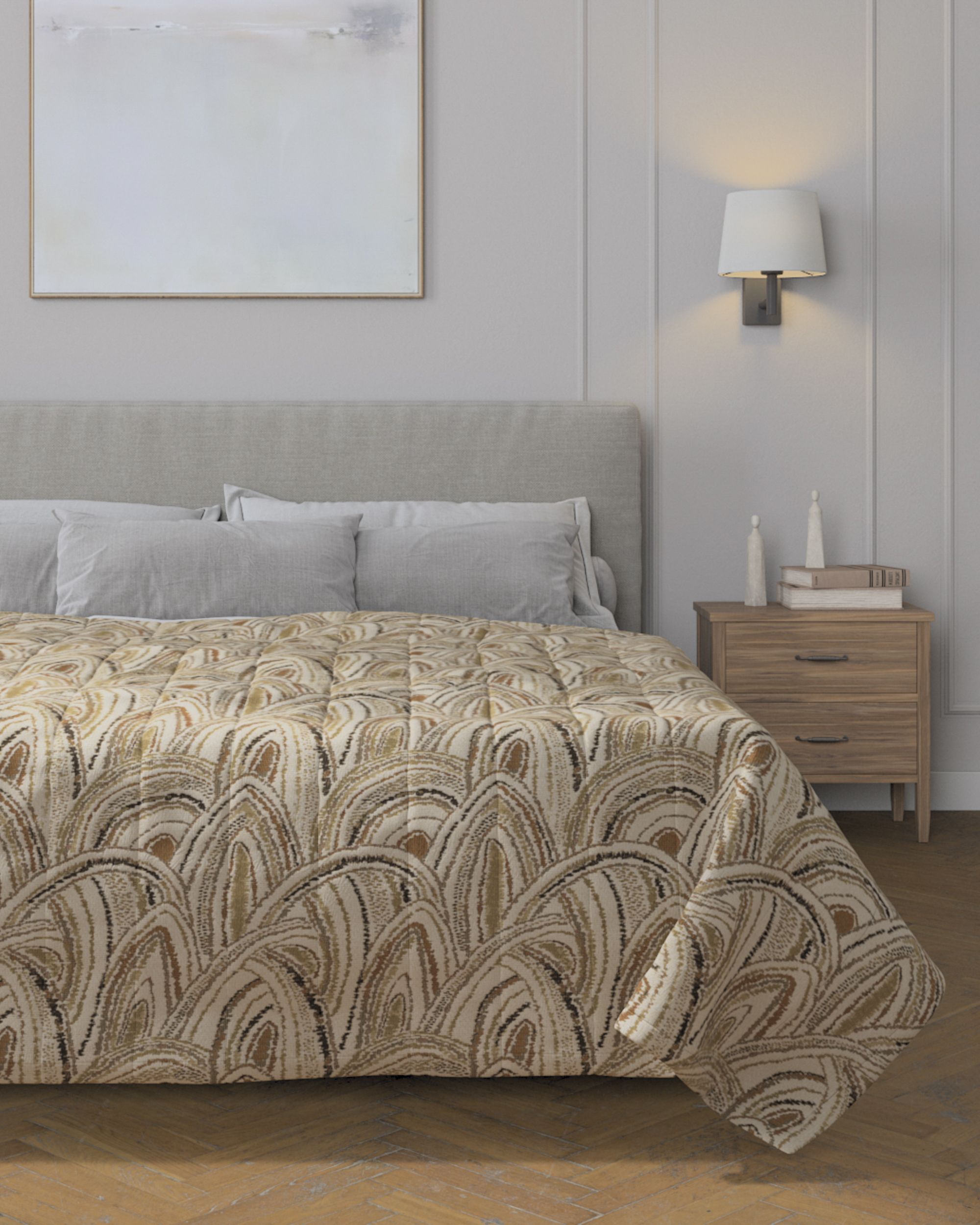 Stripe quilted throw product colour beige fabric structured, patterned (hover)