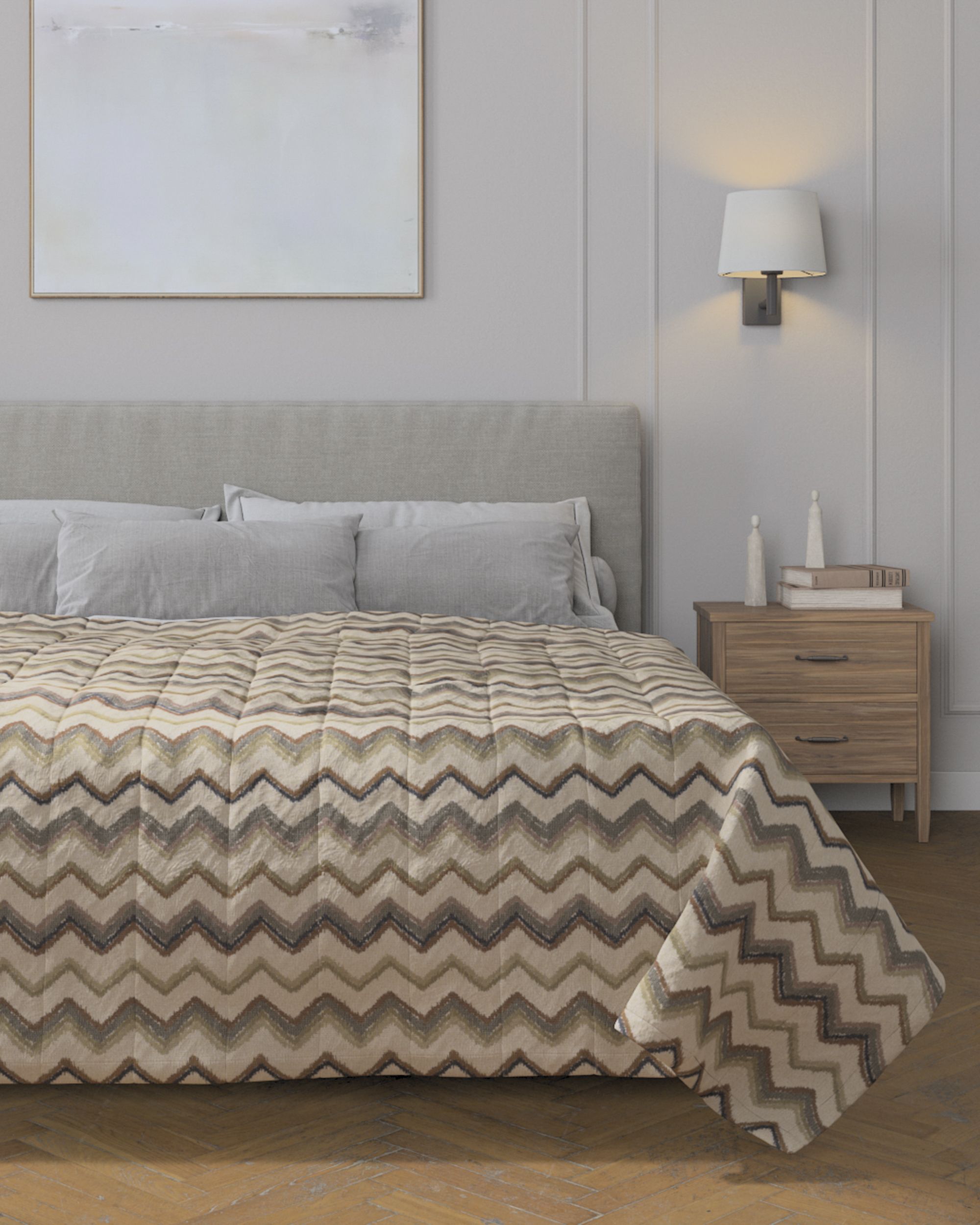 Stripe quilted throw product colour beige fabric structured, patterned (hover)