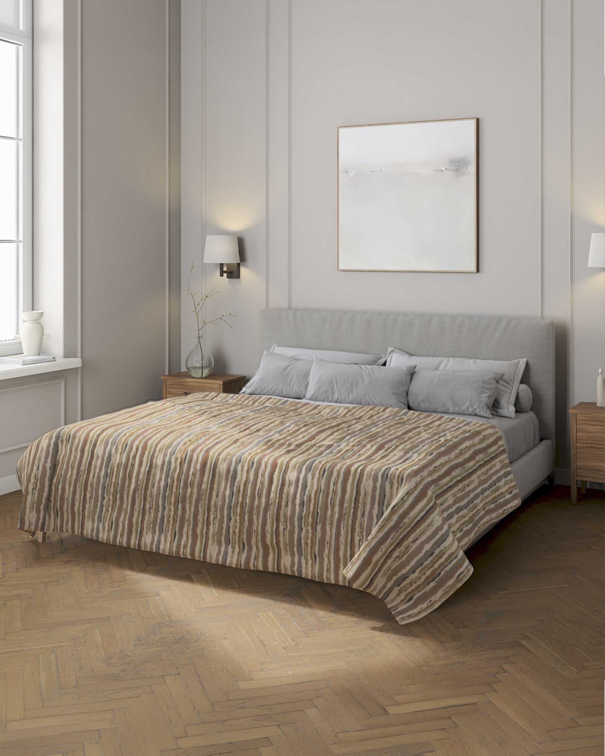 Stripe quilted throw product colour beige fabric structured, patterned
