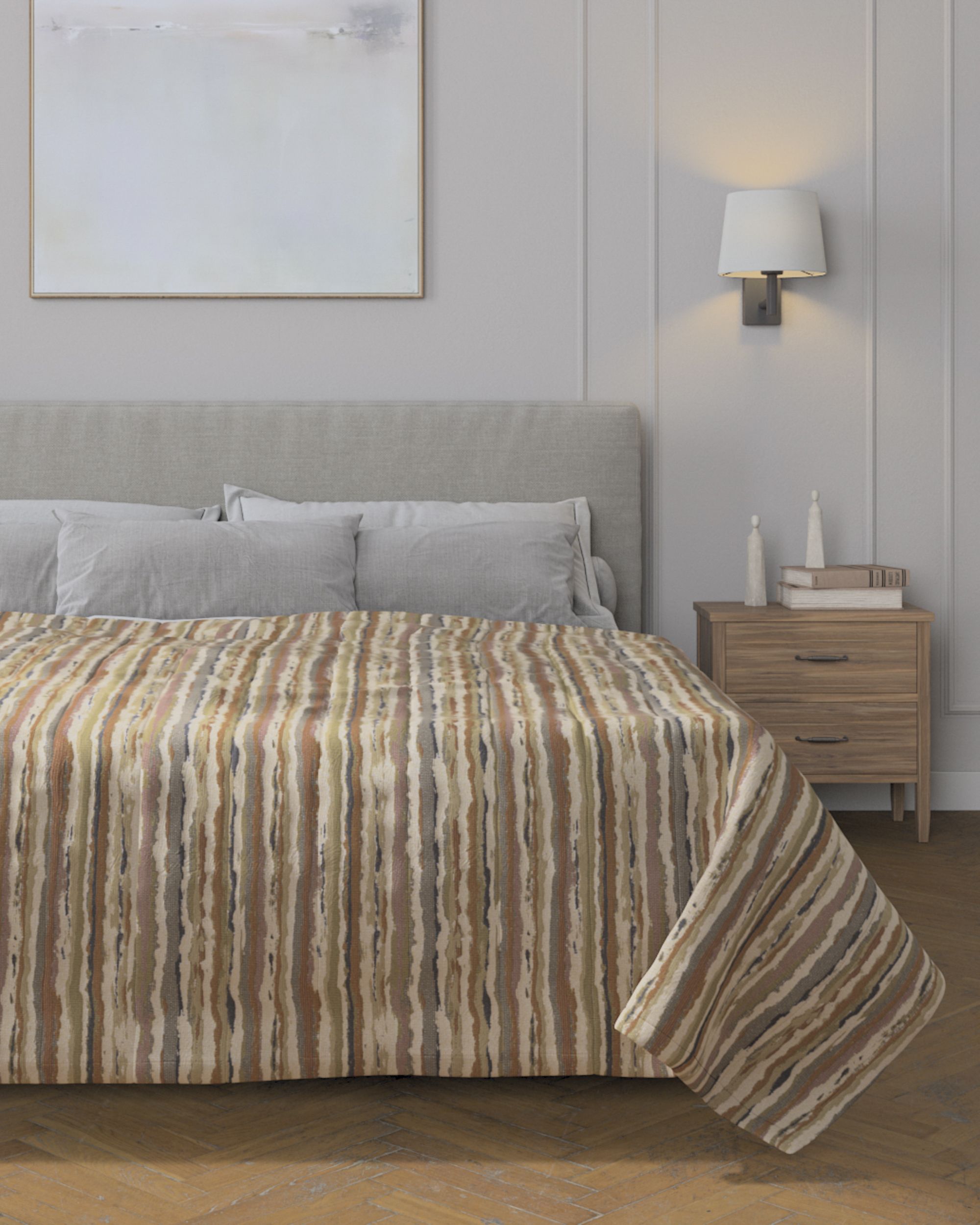 Stripe quilted throw product colour beige fabric structured, patterned (hover)