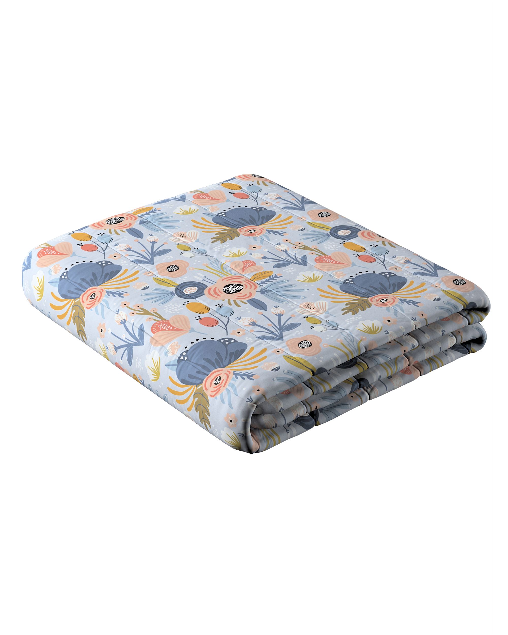 Stripe quilted throw product colour blue fabric patterned
