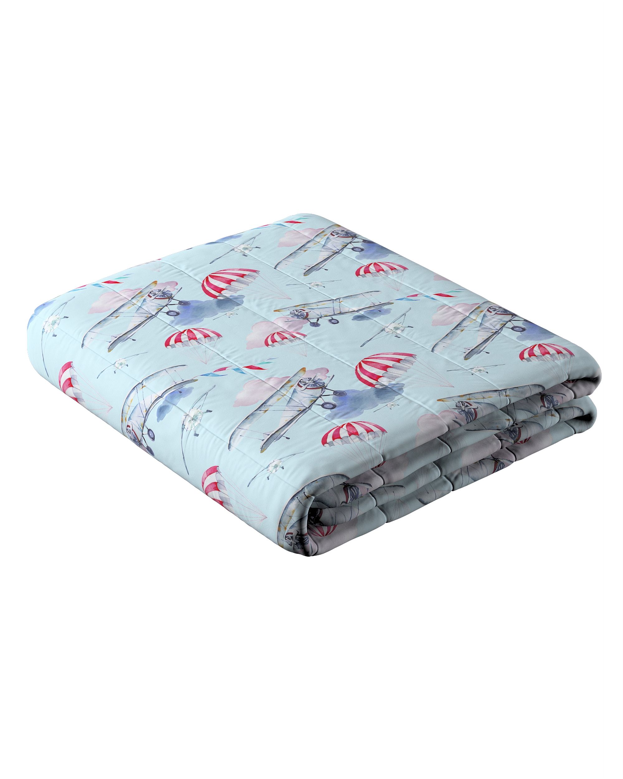 Stripe quilted throw product colour blue fabric patterned