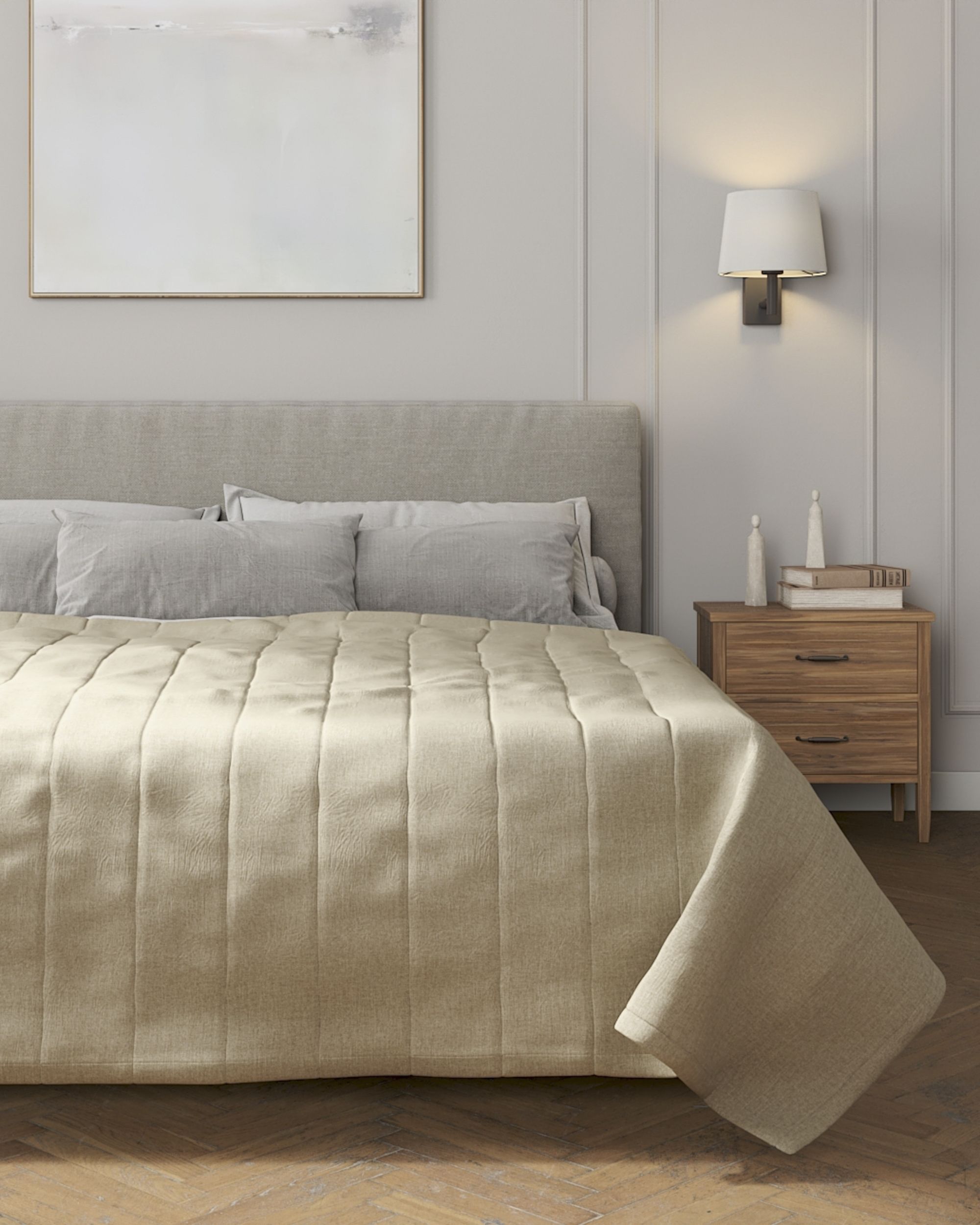 Stripe quilted throw product colour beige fabric structured