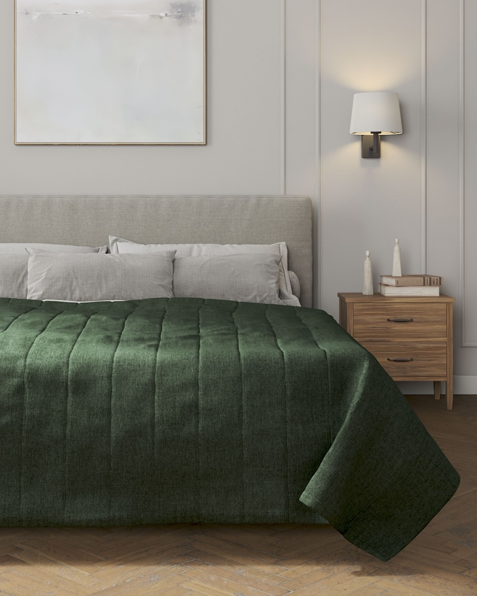 Stripe quilted throw product colour green fabric structured (hover)