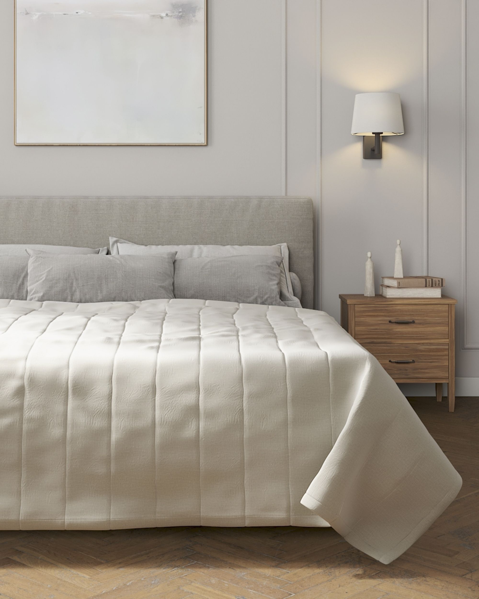 Stripe quilted throw product colour grey fabric velvet (hover)
