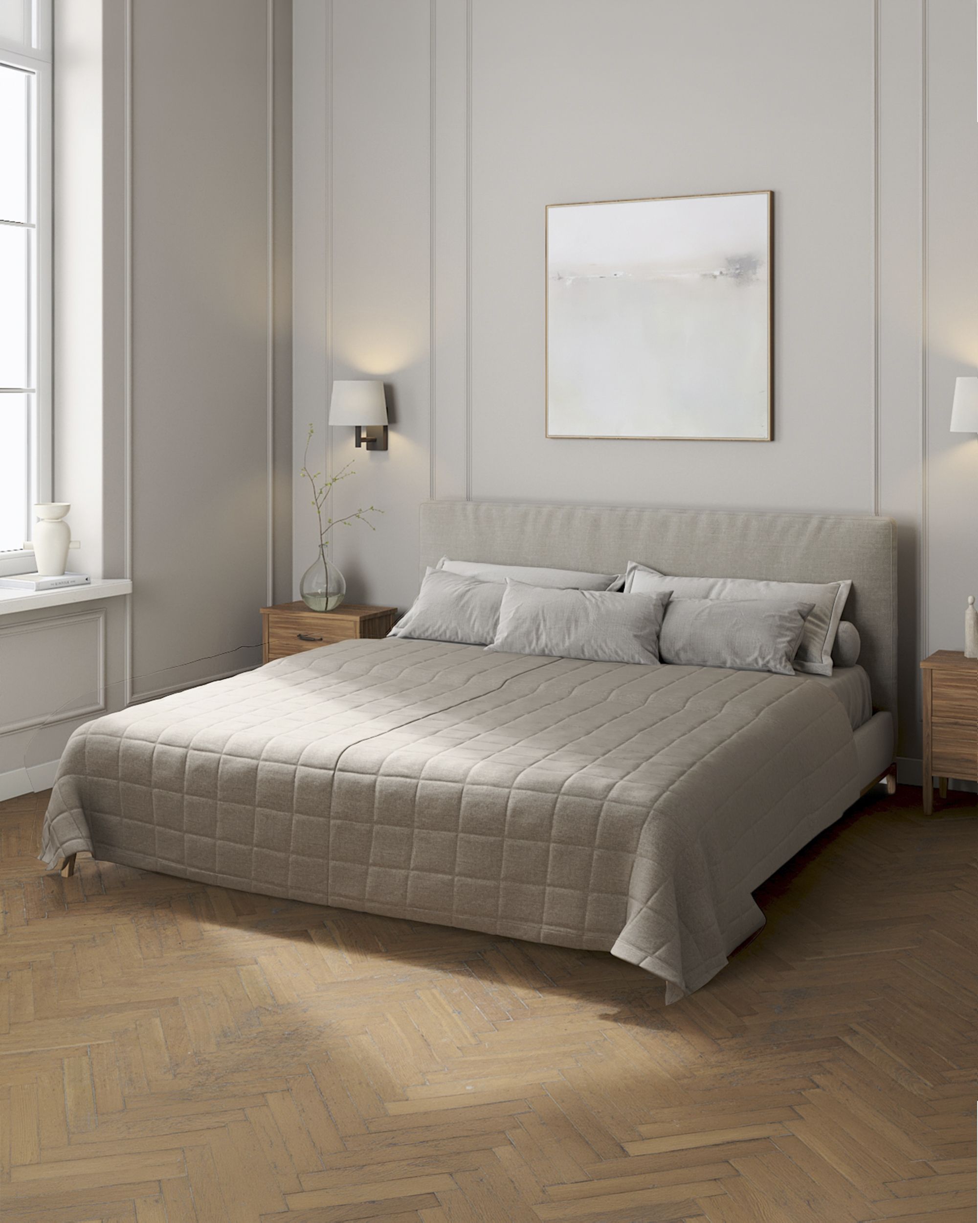 Check quilted throw product colour grey fabric structured
