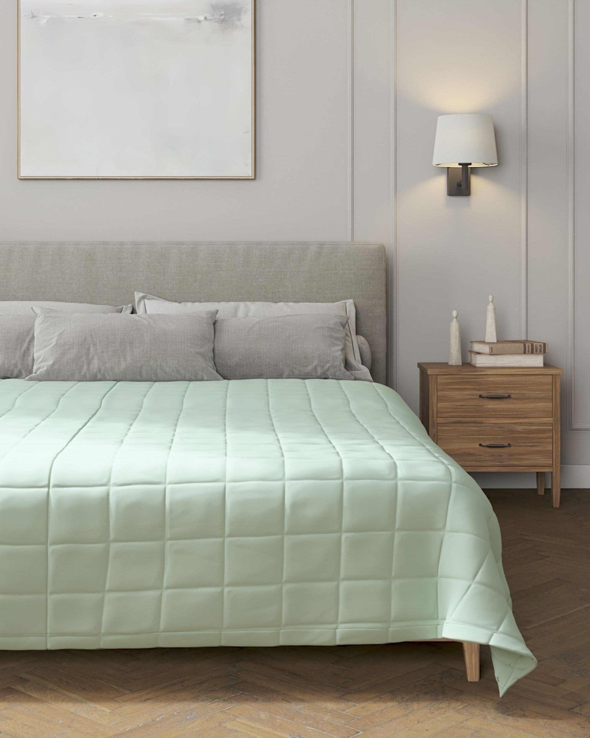 Check quilted throw product colour green (hover)
