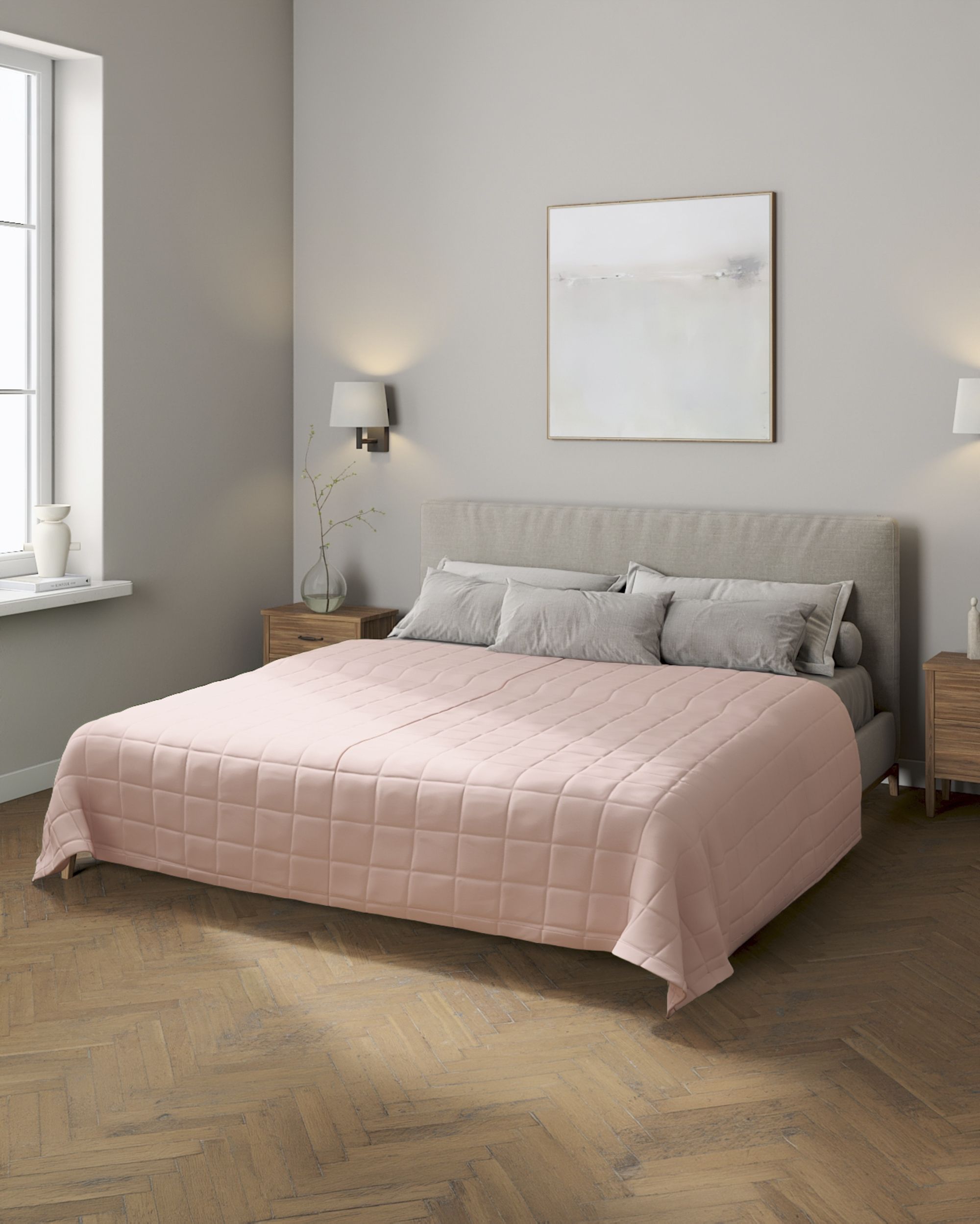 Check quilted throw product colour pink