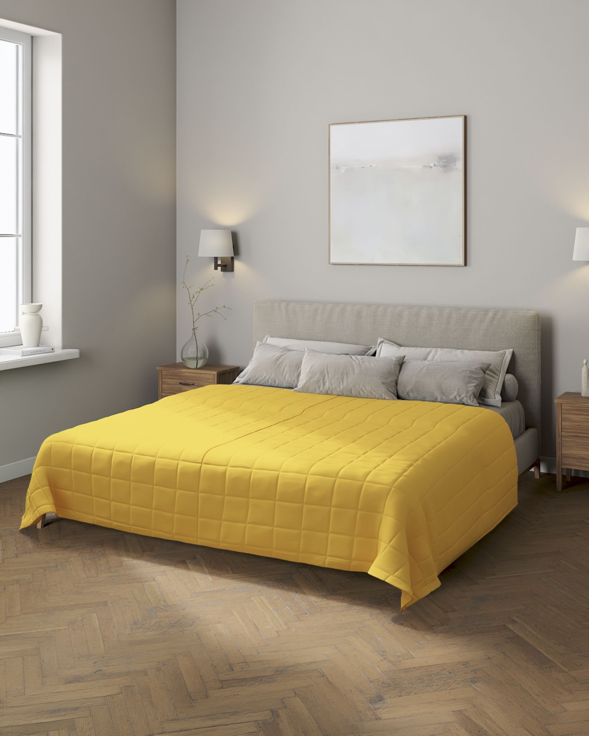 Check quilted throw product colour yellow