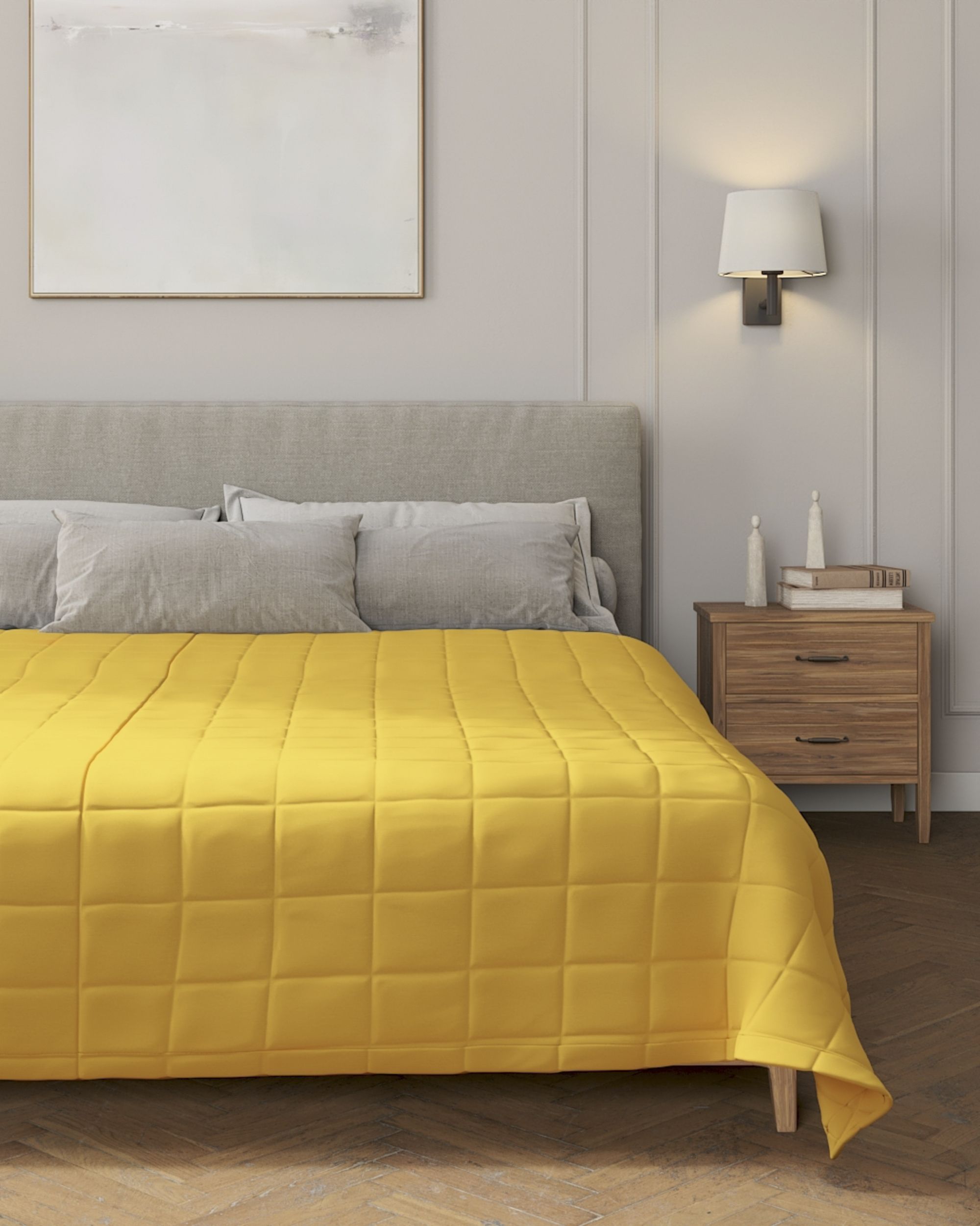 Check quilted throw product colour yellow (hover)