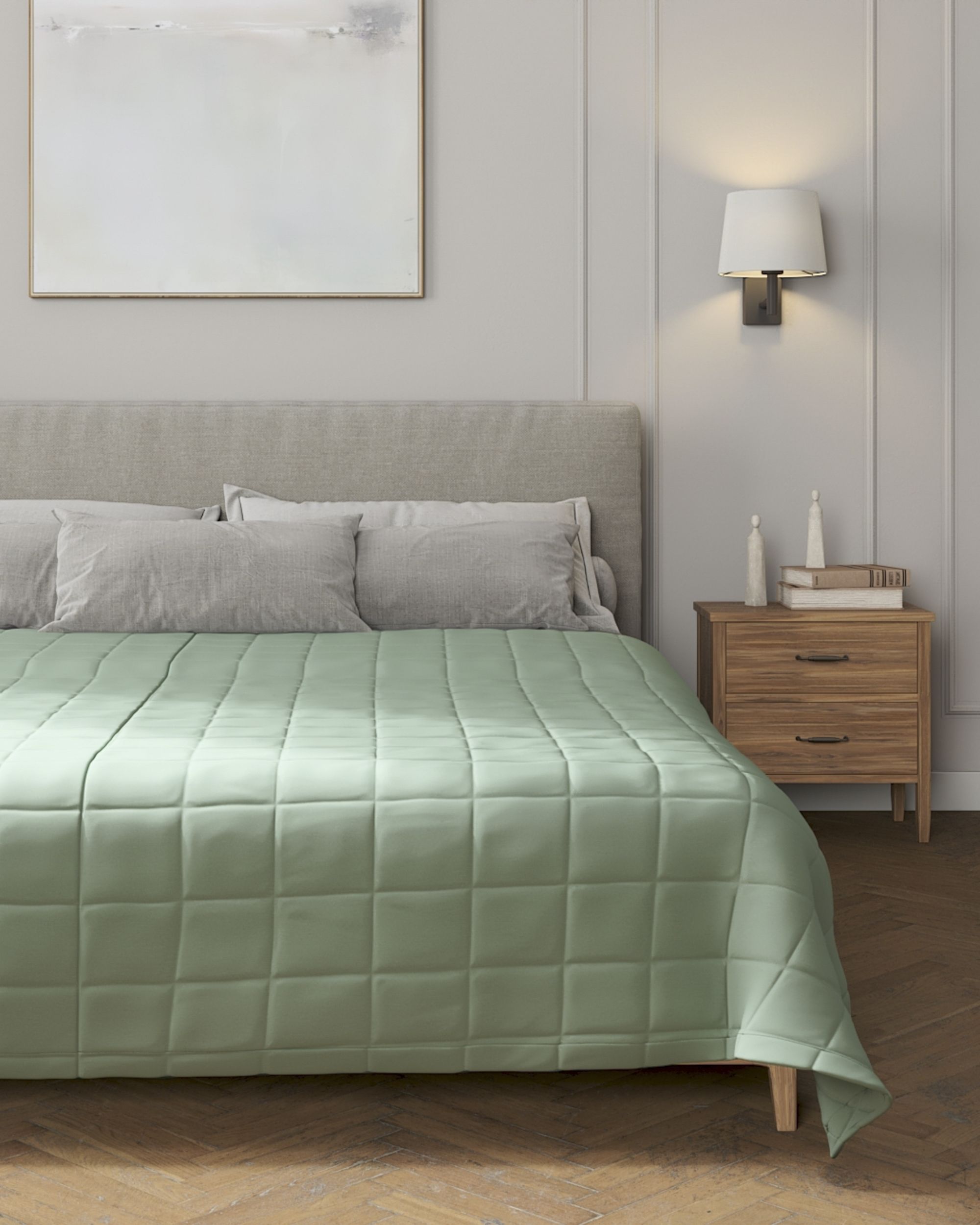 Check quilted throw product colour green (hover)