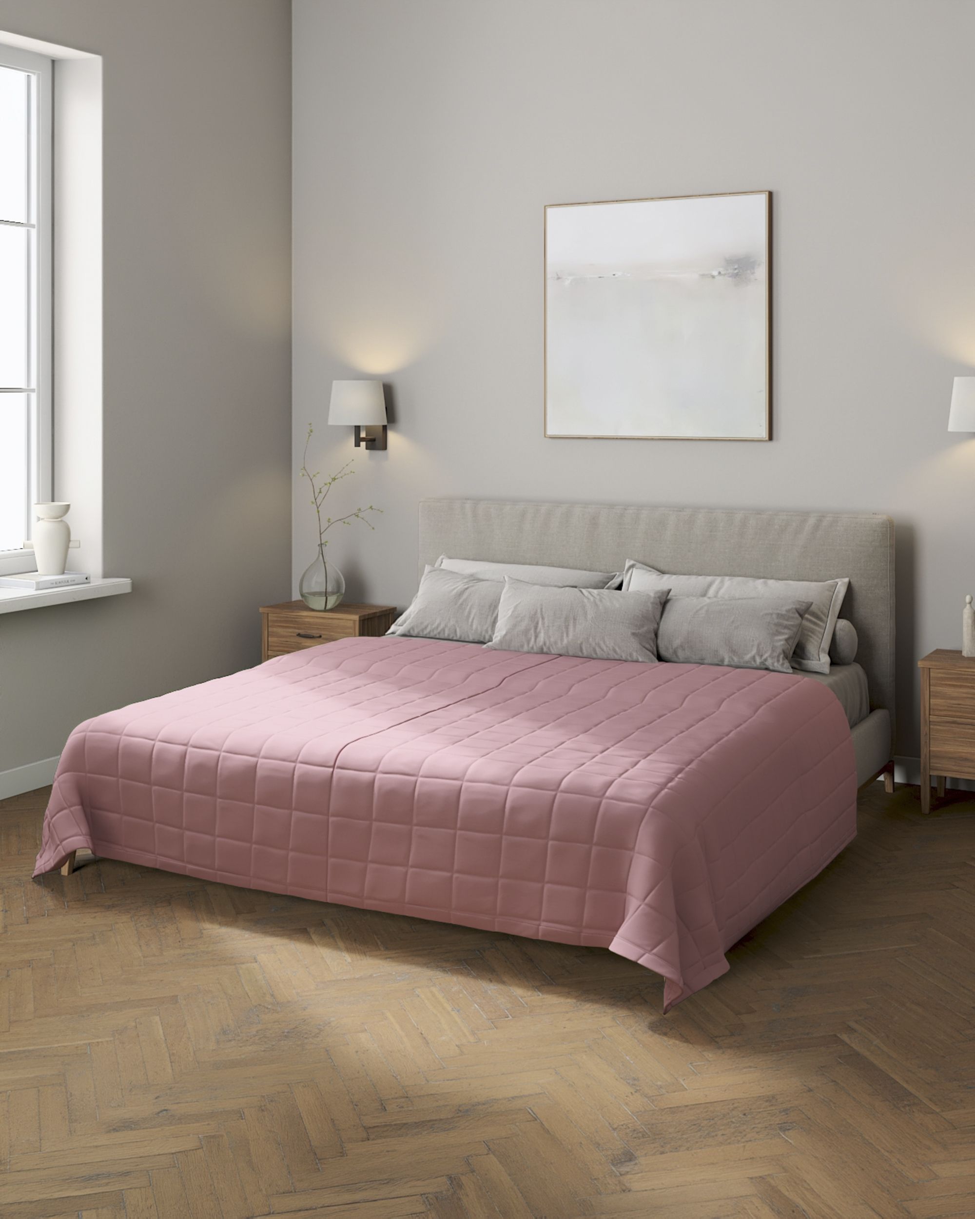 Check quilted throw product colour pink