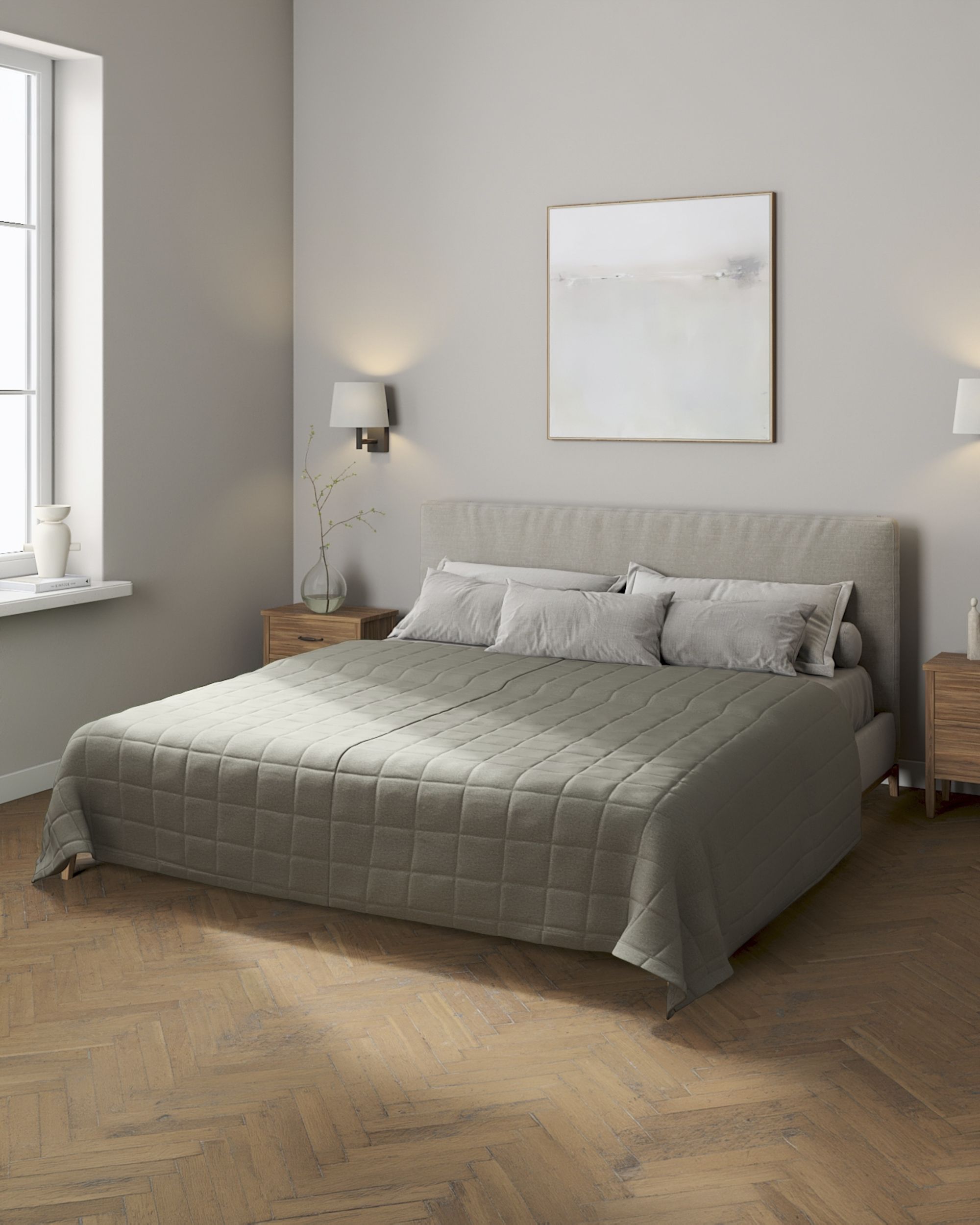 Check quilted throw product colour grey fabric structured