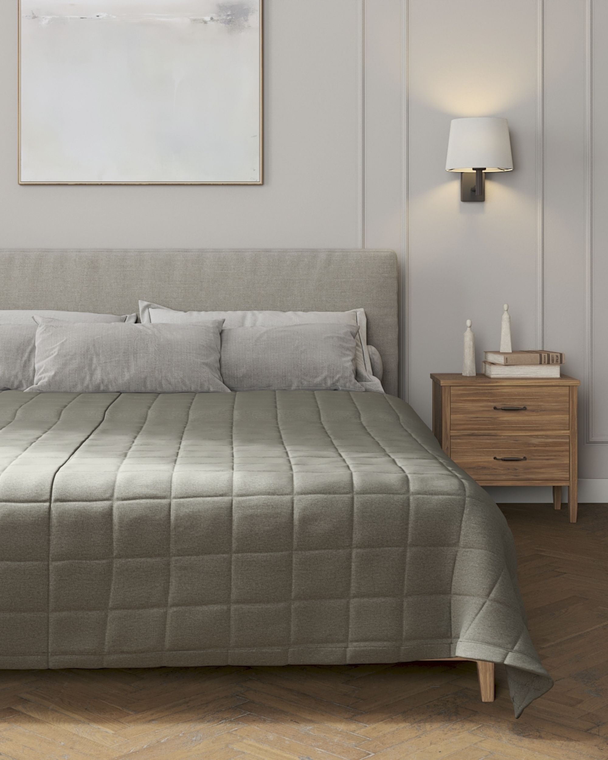 Check quilted throw product colour grey fabric structured (hover)