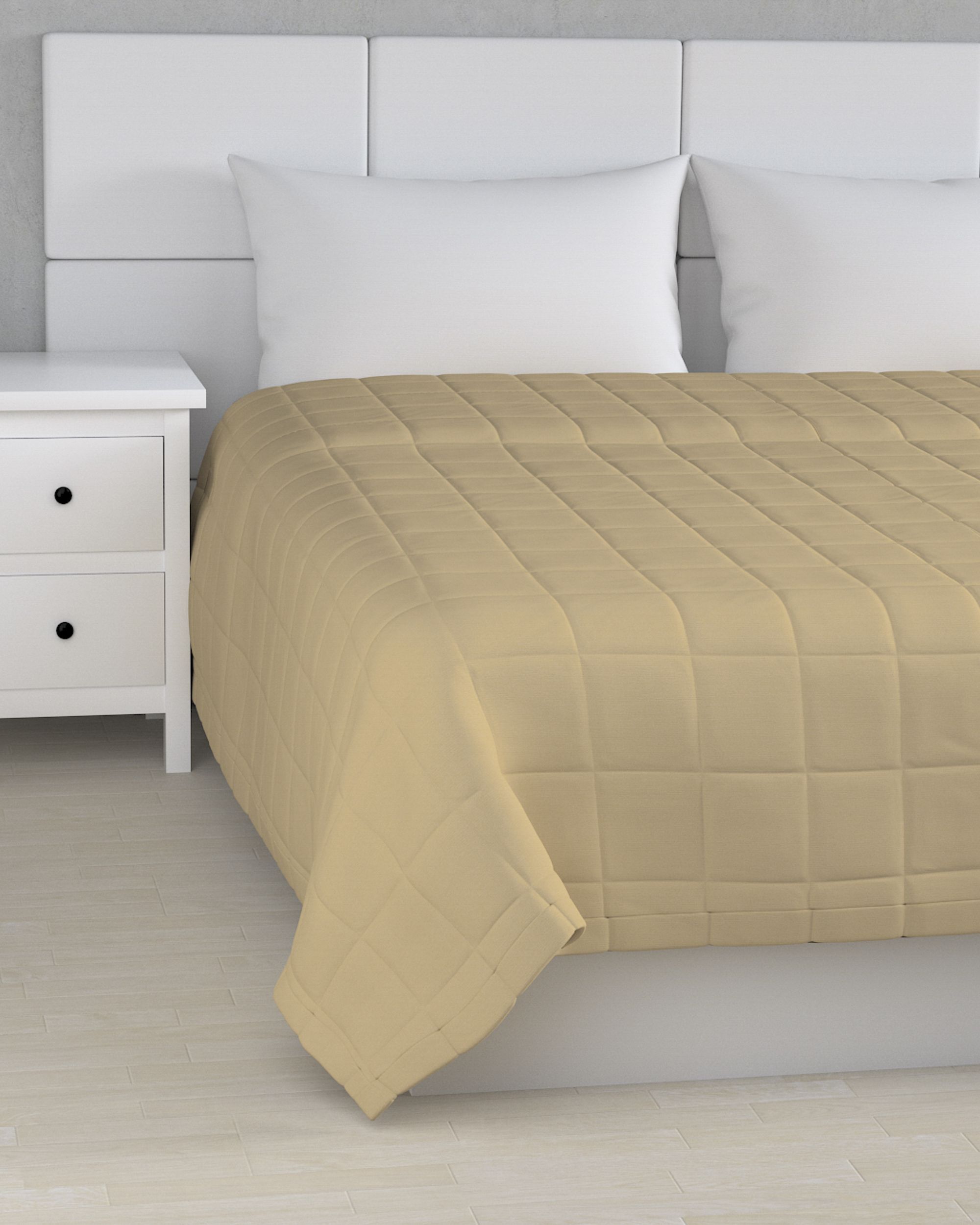 Check quilted throw product colour beige
