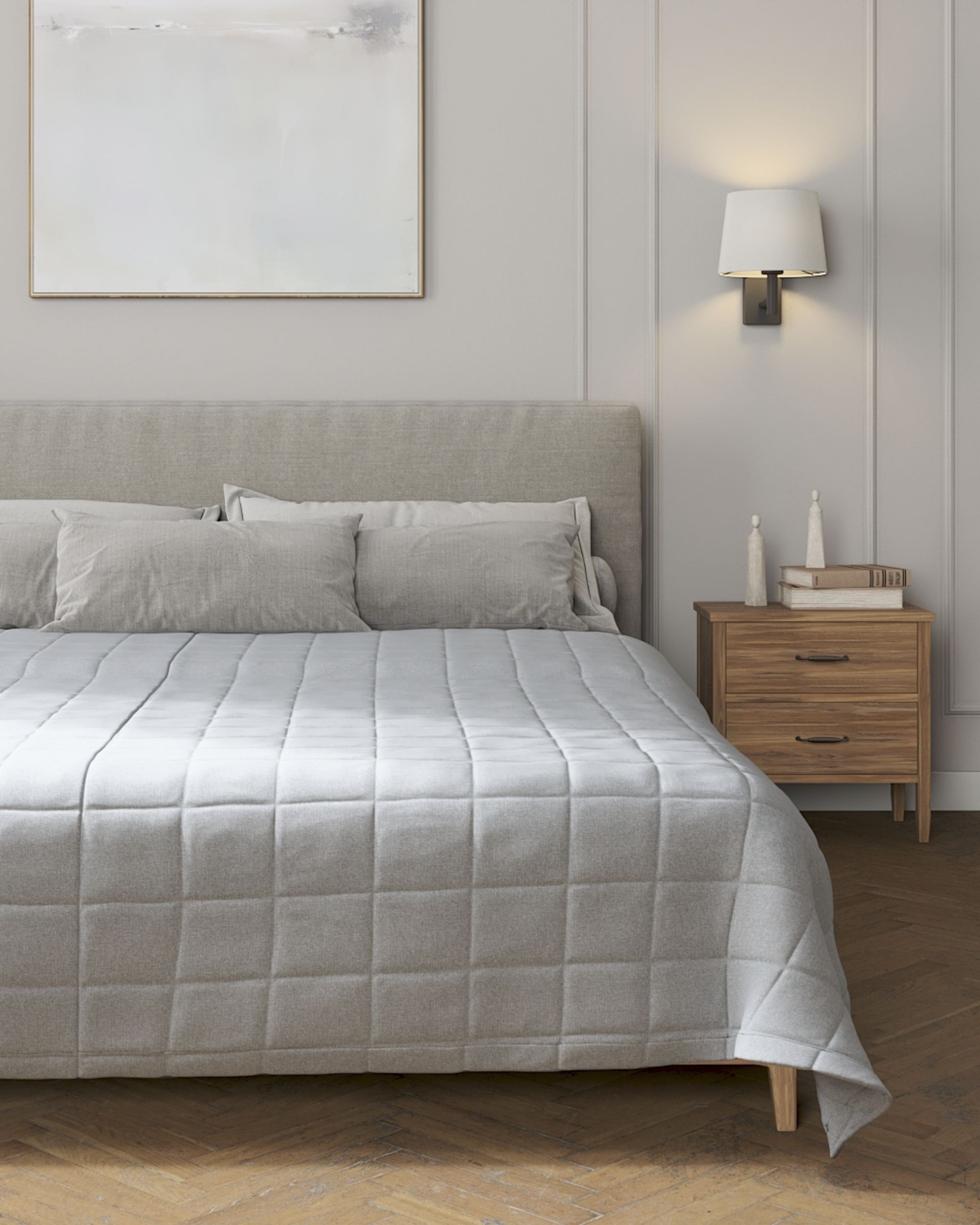 Check quilted throw product colour blue fabric structured (hover)