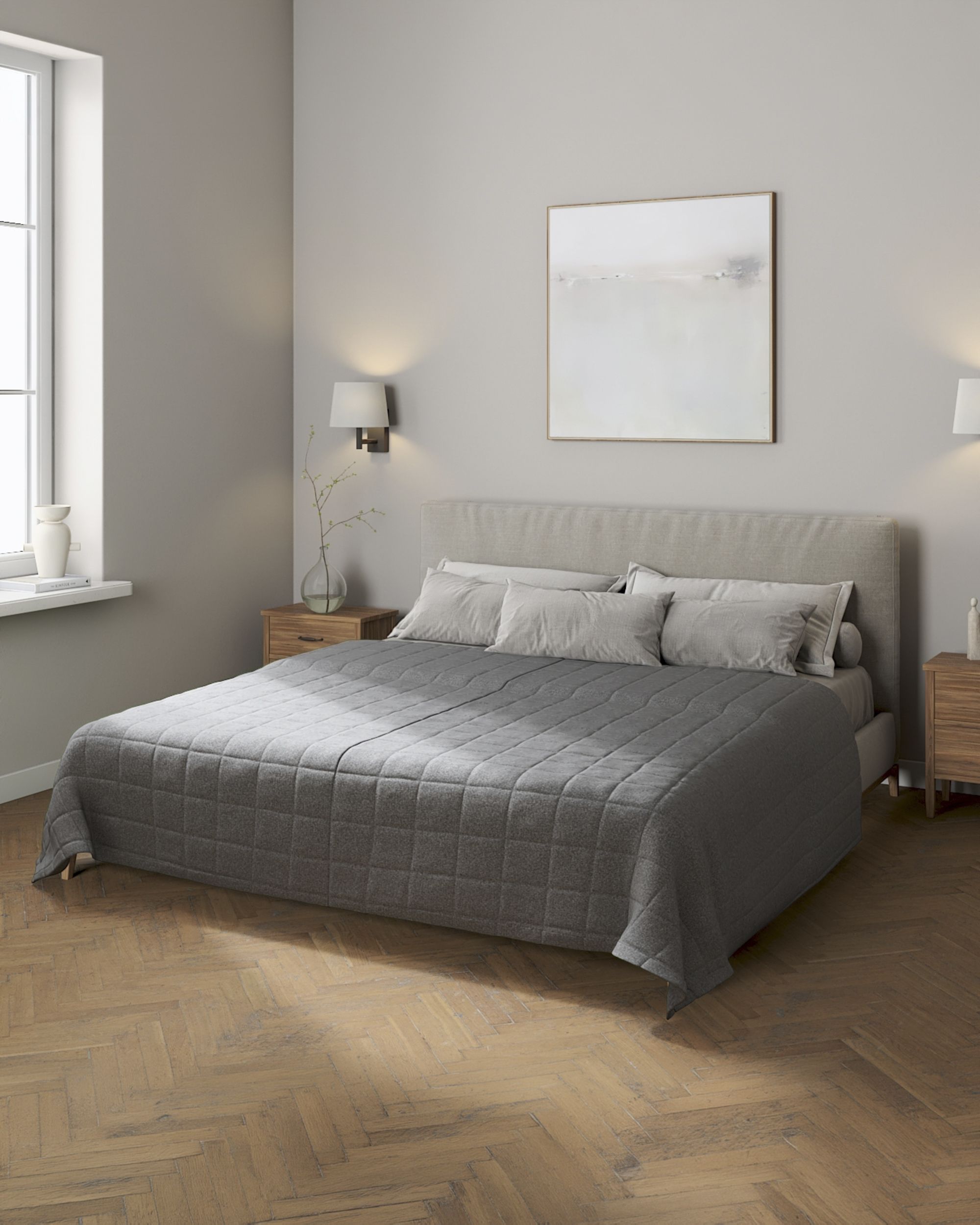 Check quilted throw product colour grey fabric structured