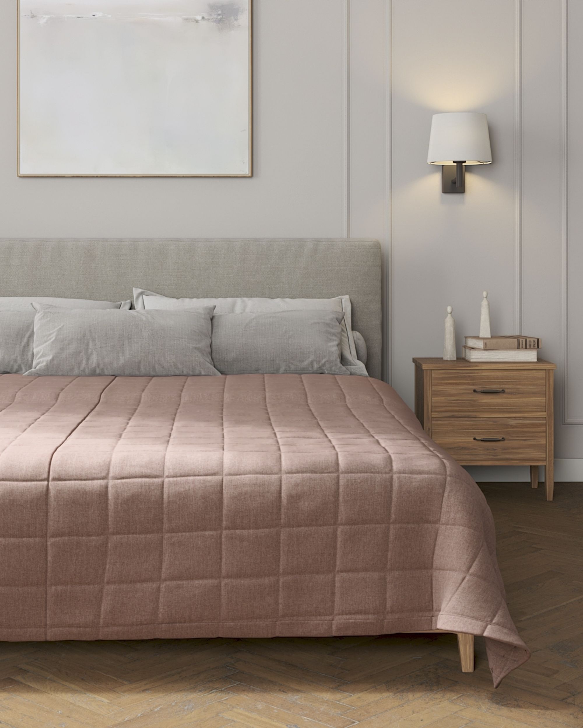 Check quilted throw product colour pink fabric structured (hover)