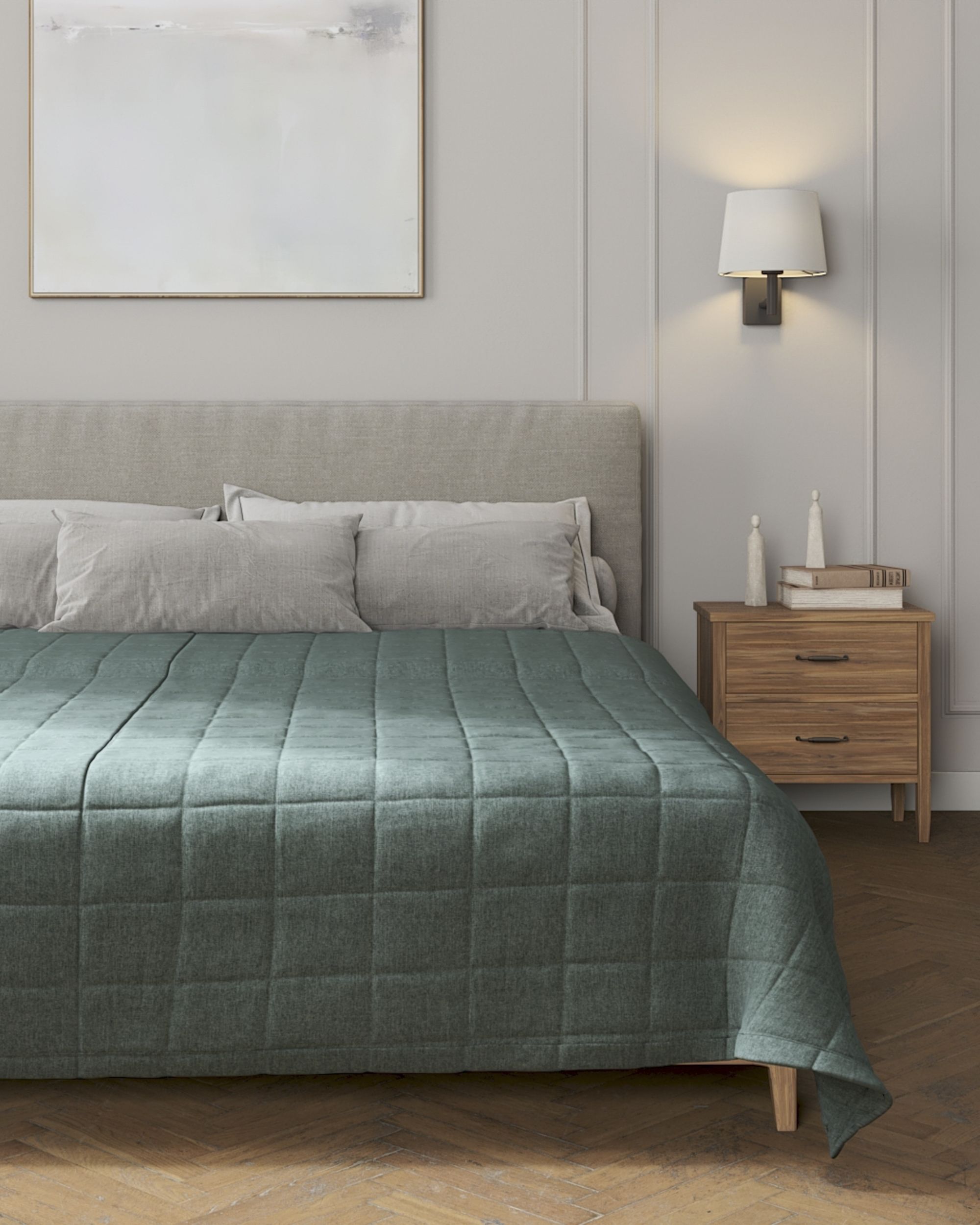 Check quilted throw product colour blue fabric structured (hover)