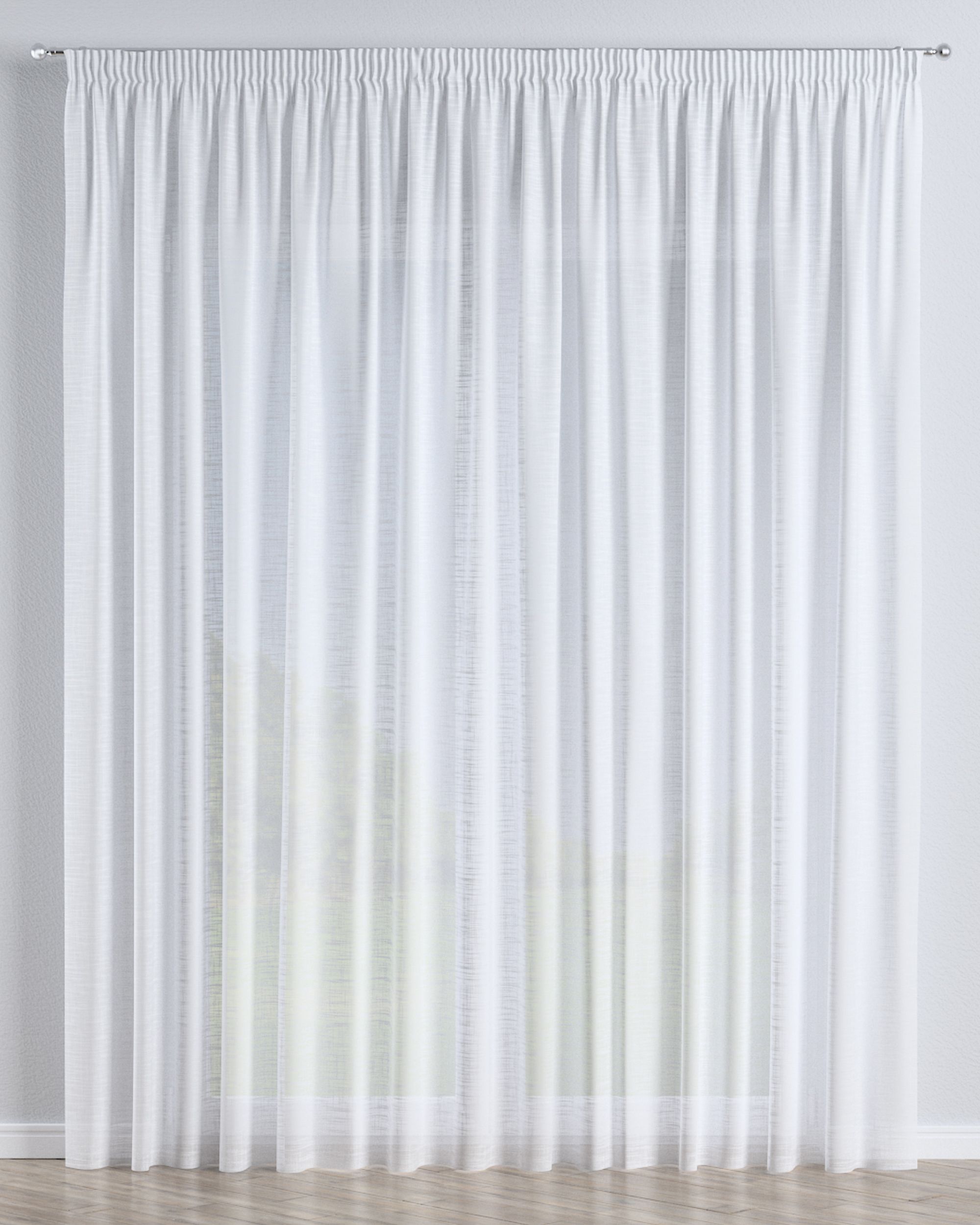 Pencil pleat voile/net curtain product colour white fabric semi-sheer, structured