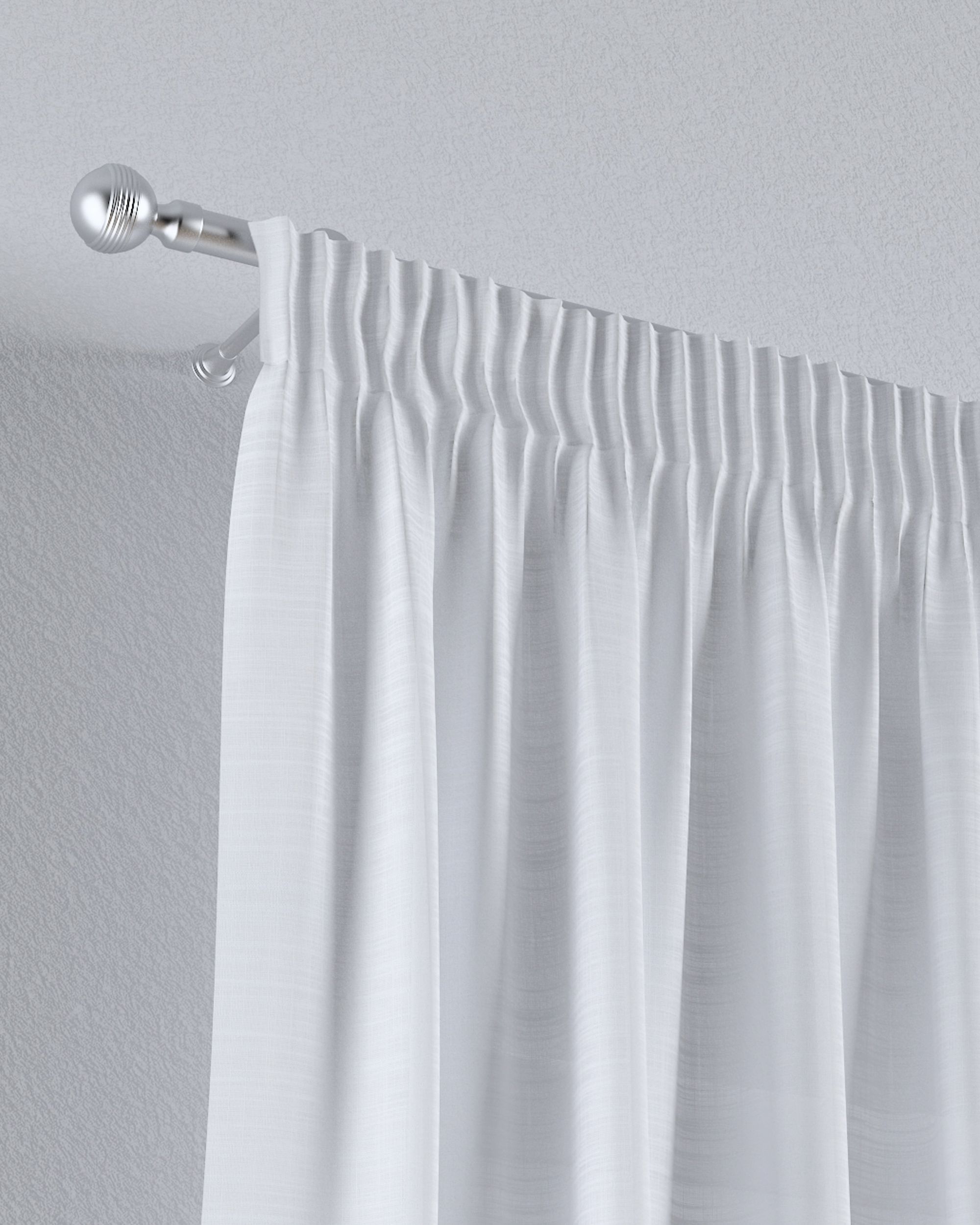 Pencil pleat voile/net curtain product colour white fabric semi-sheer, structured (hover)