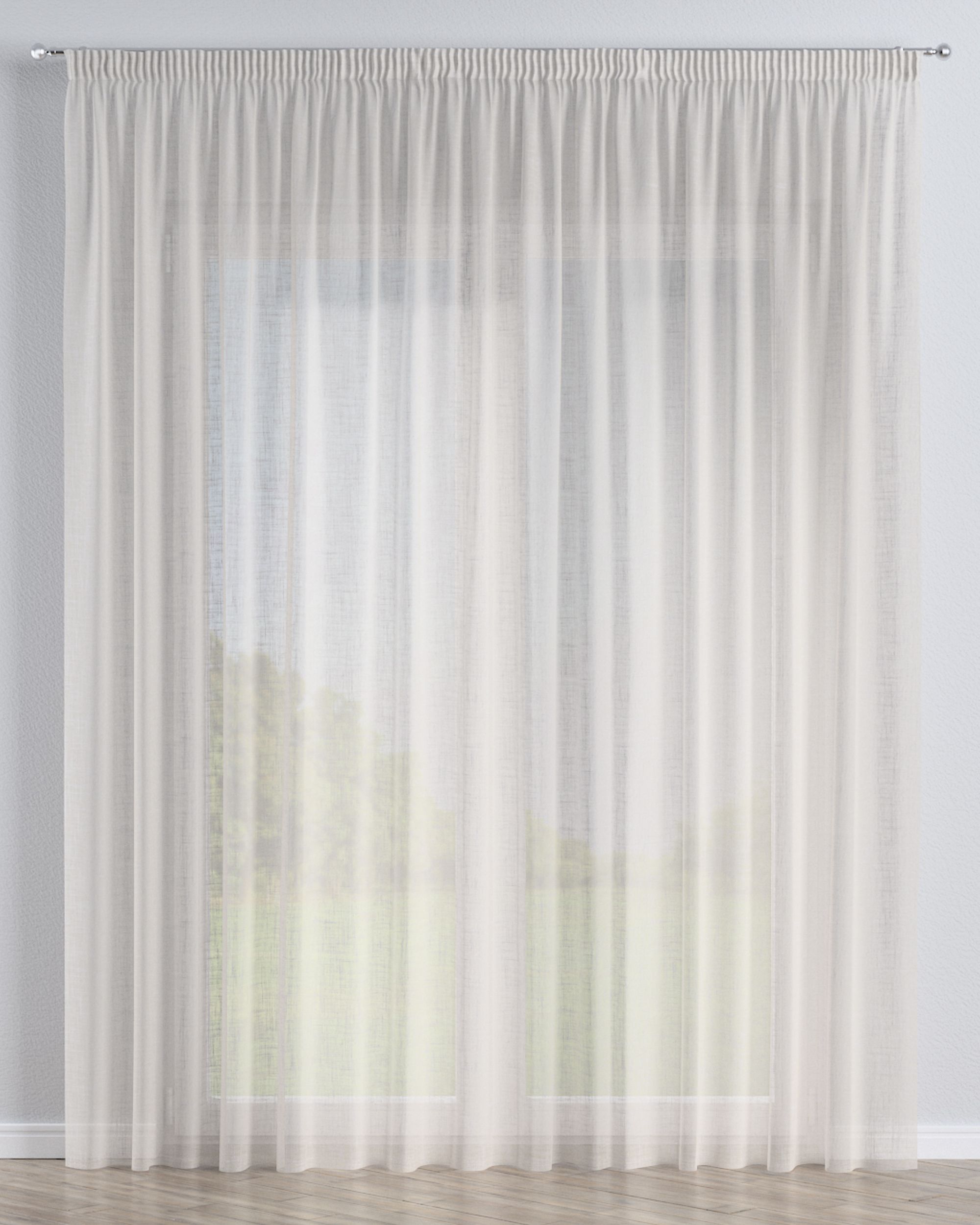 Pencil pleat voile/net curtain product colour beige fabric semi-sheer, structured