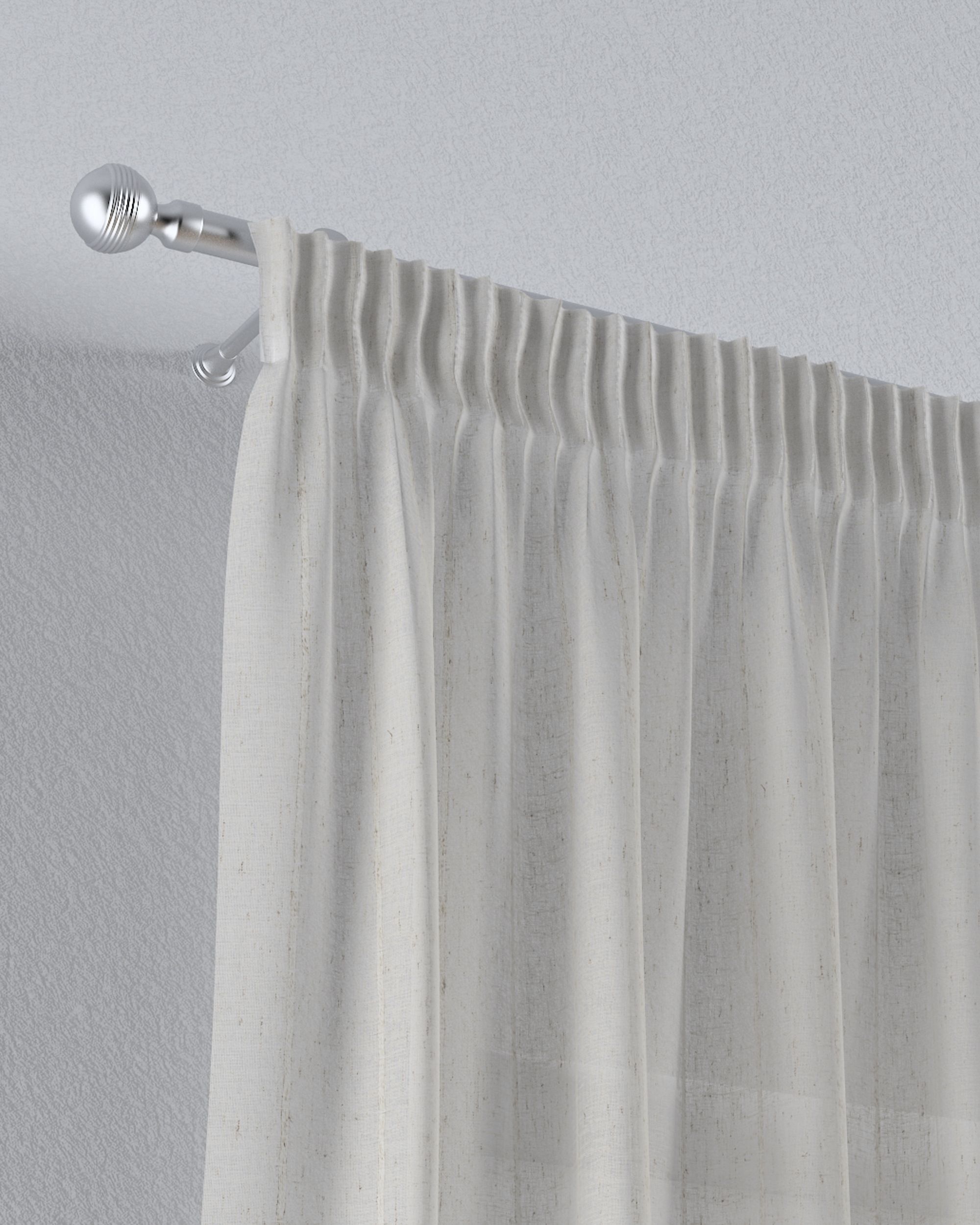 Pencil pleat voile/net curtain product colour beige fabric semi-sheer, structured, patterned (hover)