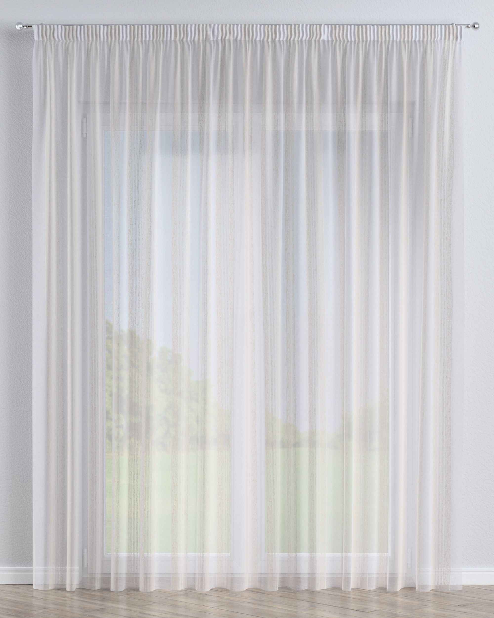 Pencil pleat voile/net curtain product colour cream fabric semi-sheer, structured, patterned