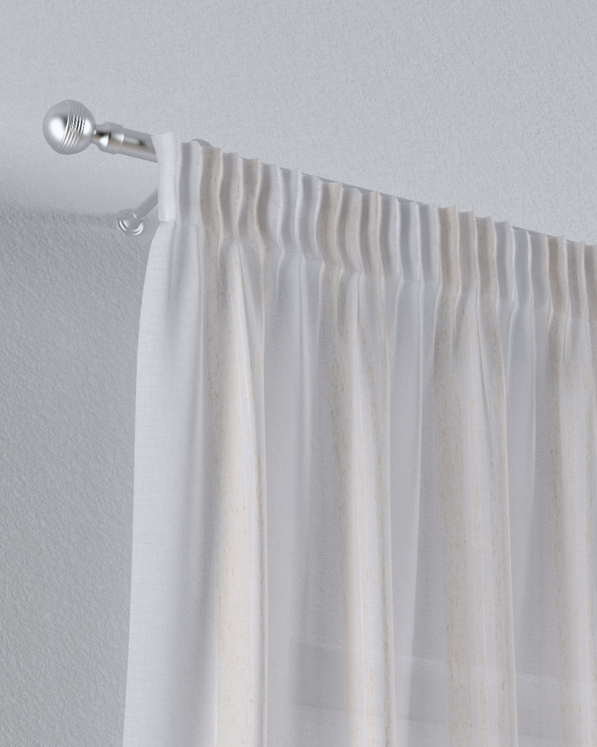 Pencil pleat voile/net curtain product colour cream fabric semi-sheer, structured, patterned (hover)
