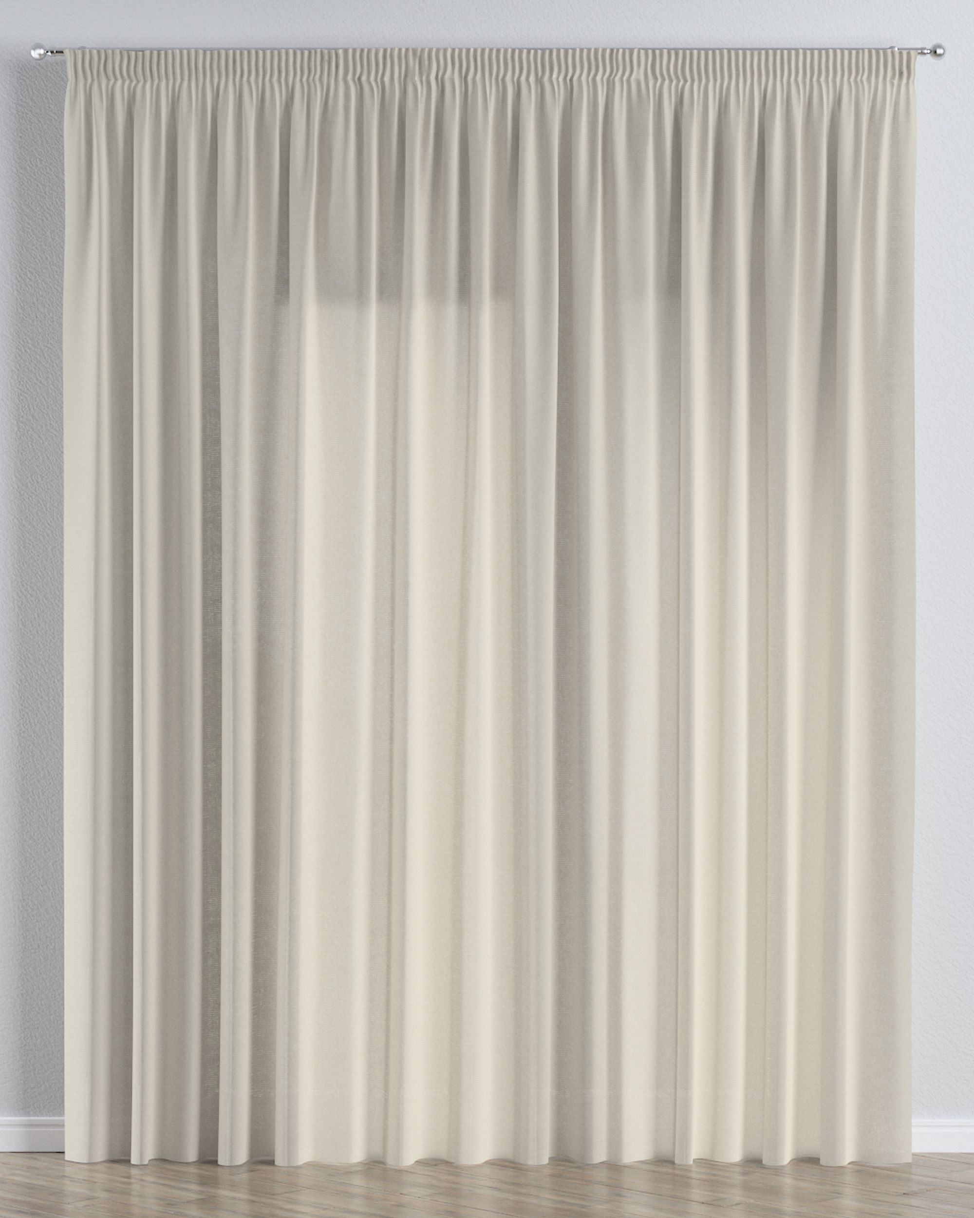 Pencil pleat voile/net curtain product colour beige fabric semi-sheer, structured