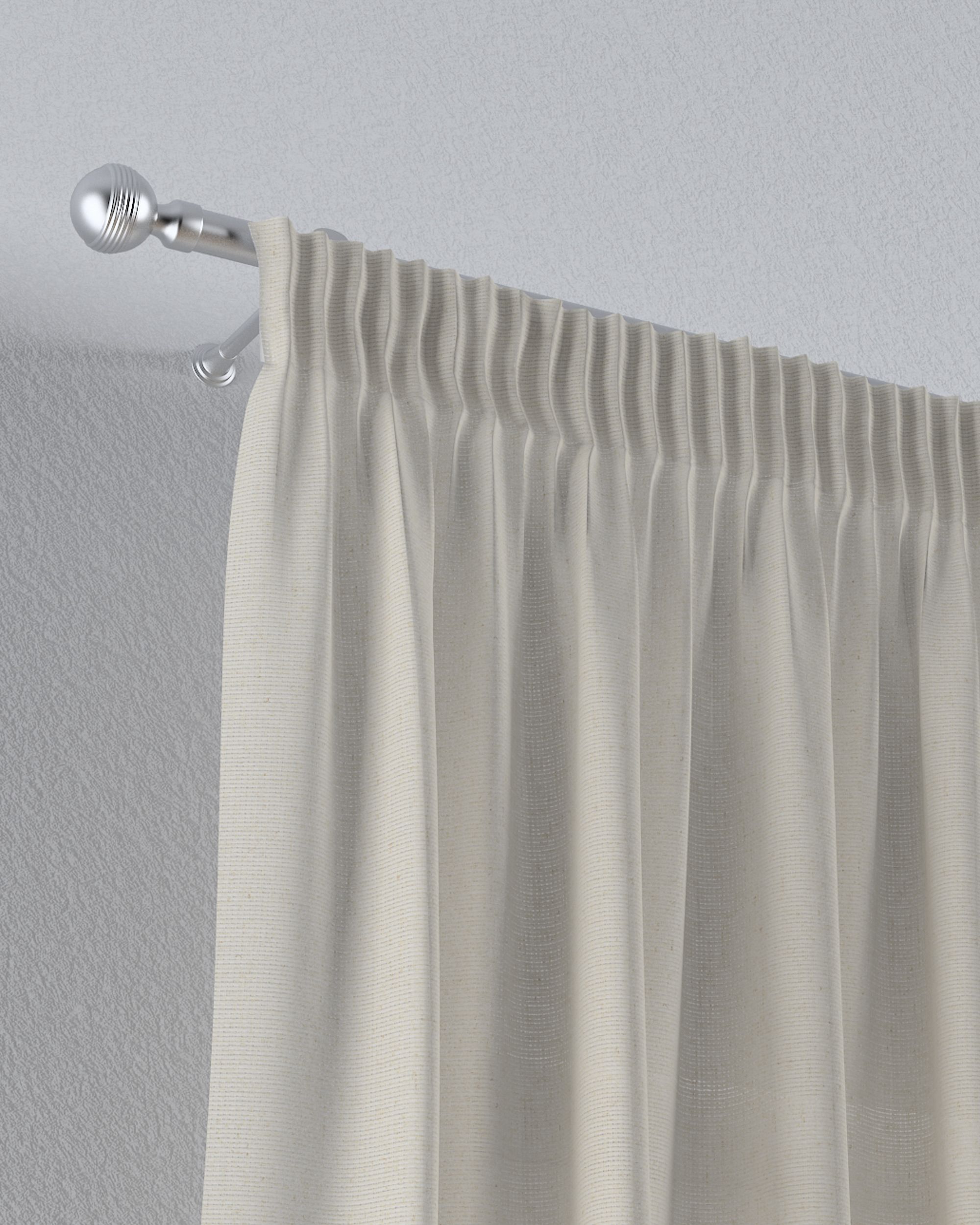 Pencil pleat voile/net curtain product colour beige fabric semi-sheer, structured (hover)