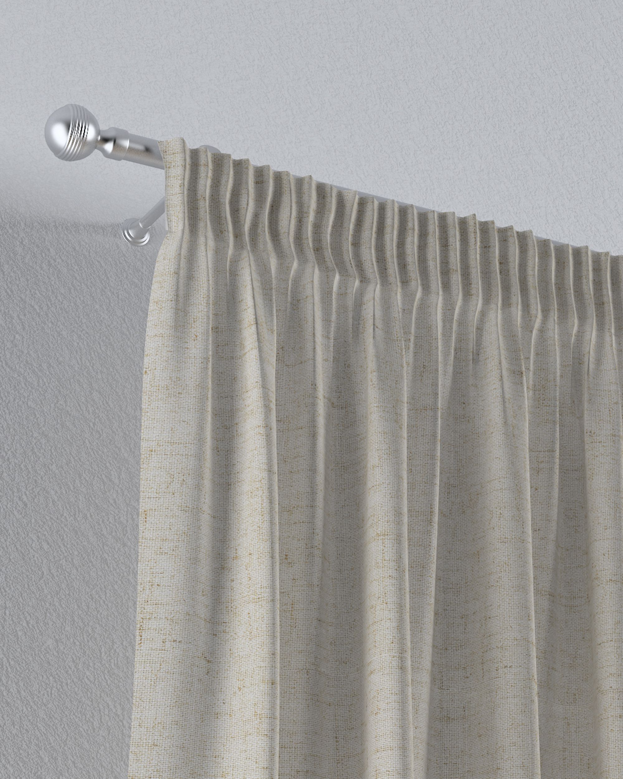 Pencil pleat voile/net curtain product colour beige fabric semi-sheer (hover)
