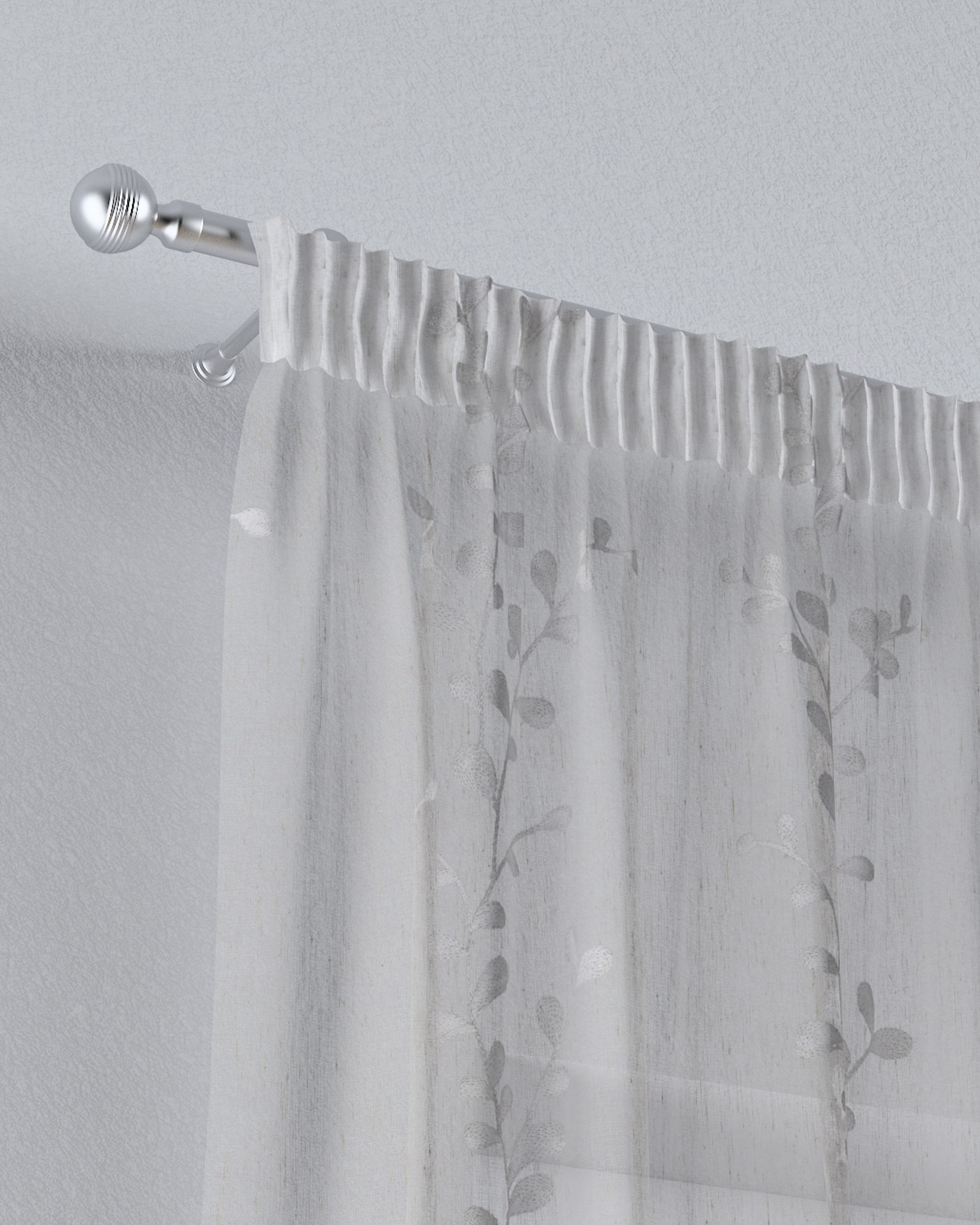 Pencil pleat voile/net curtain product colour cream fabric semi-sheer, structured (hover)