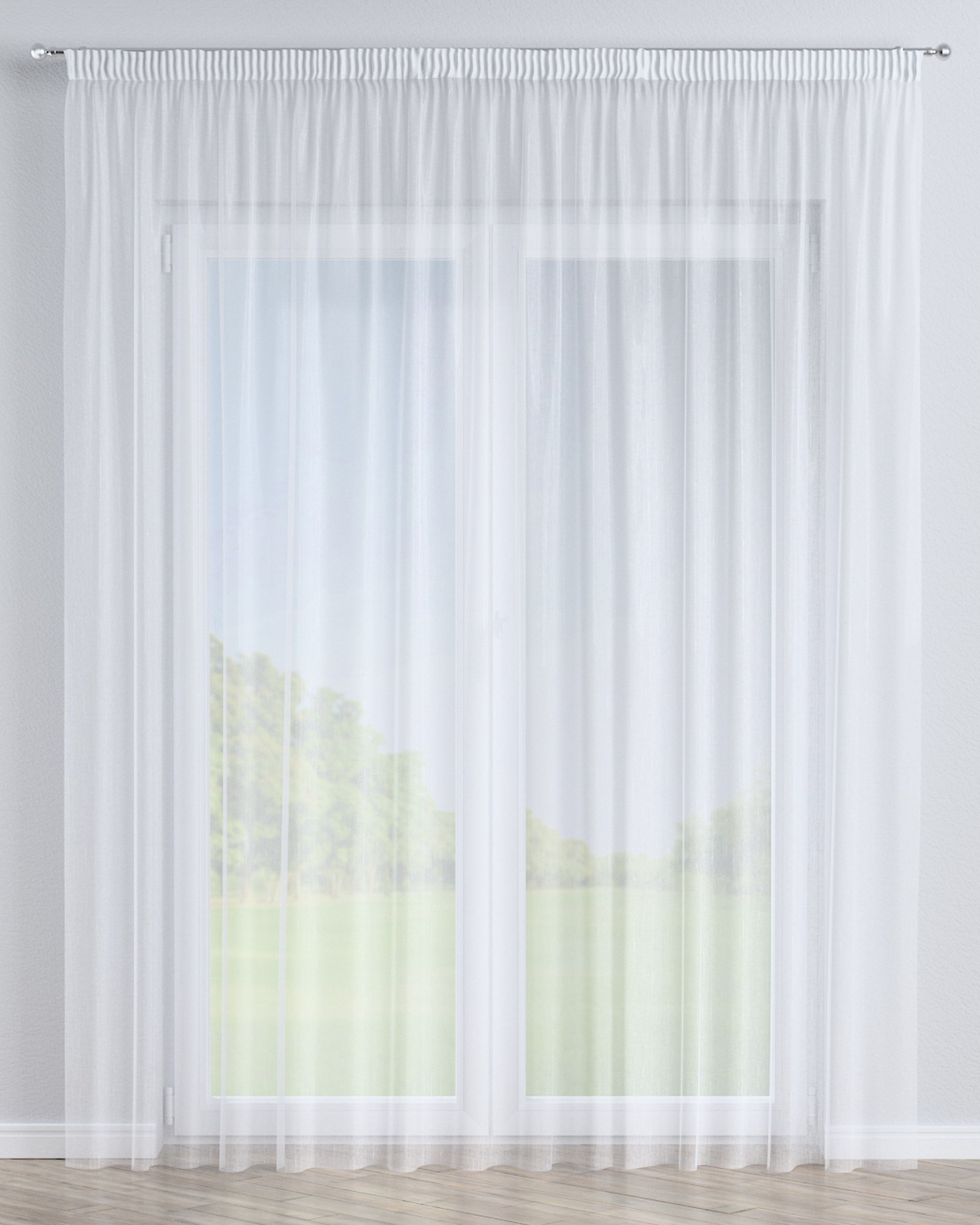 Pencil pleat voile/net curtain product colour cream fabric semi-sheer, structured, patterned