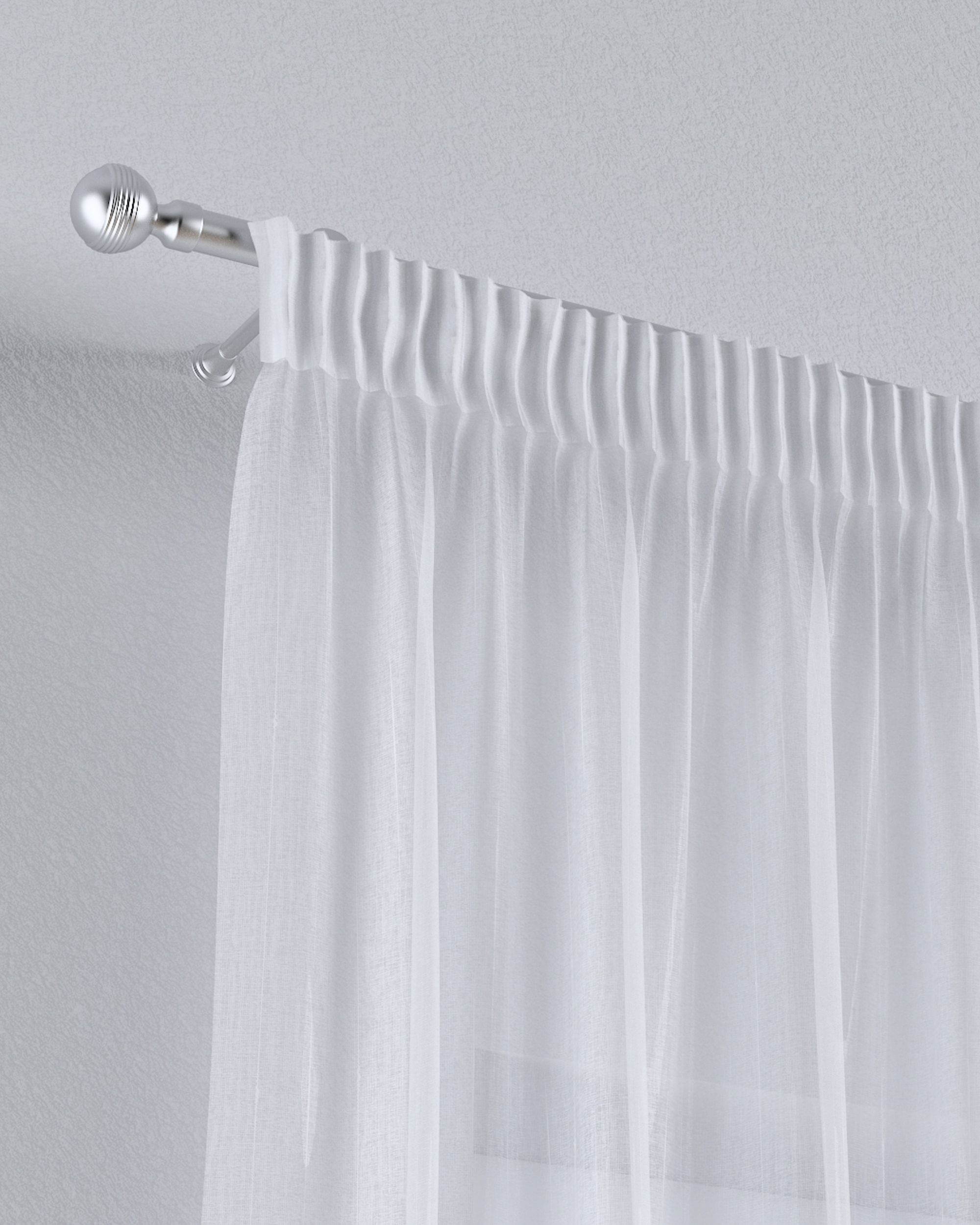 Pencil pleat voile/net curtain product colour cream fabric semi-sheer, structured, patterned (hover)