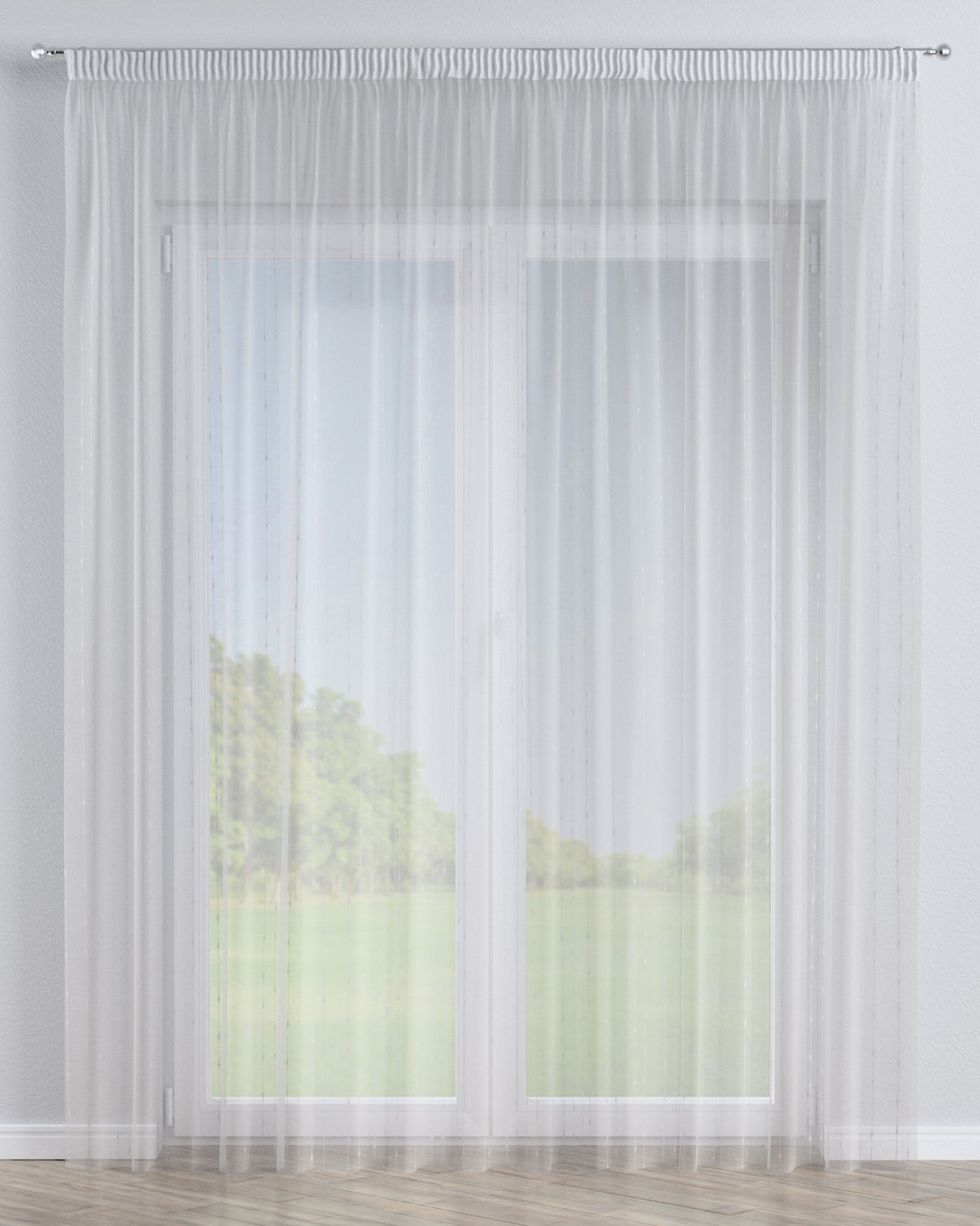 Pencil pleat voile/net curtain product colour cream fabric semi-sheer, structured, patterned