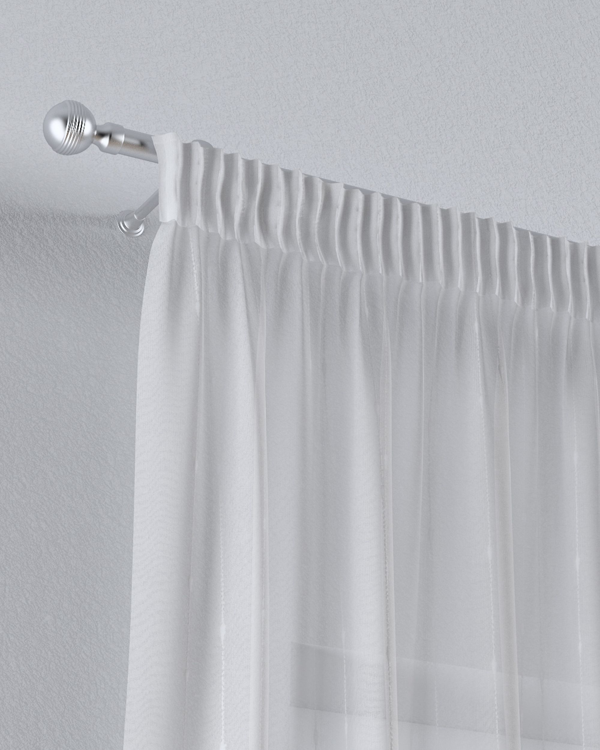 Pencil pleat voile/net curtain product colour cream fabric semi-sheer, structured, patterned (hover)