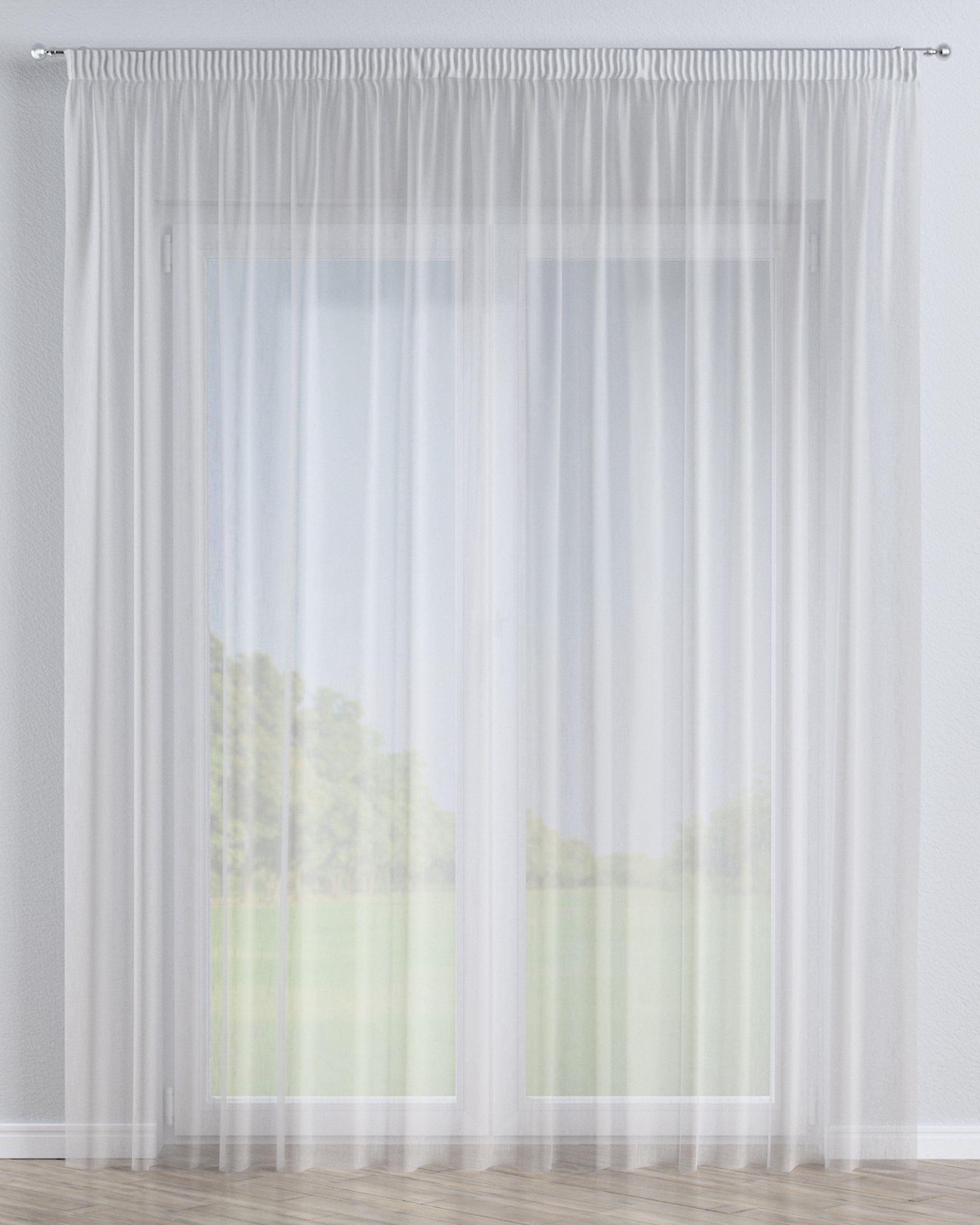 Pencil pleat voile/net curtain product colour cream fabric semi-sheer, structured, patterned